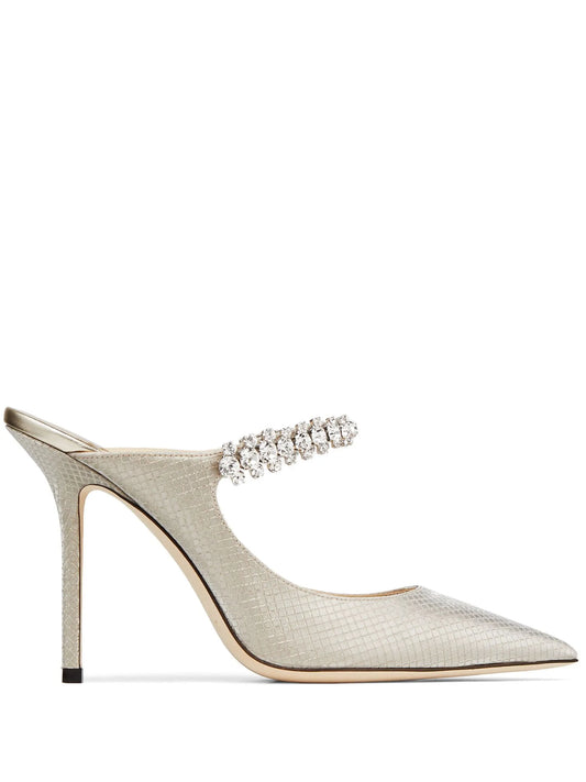 Bing 100mm snakeskin-effect mules
