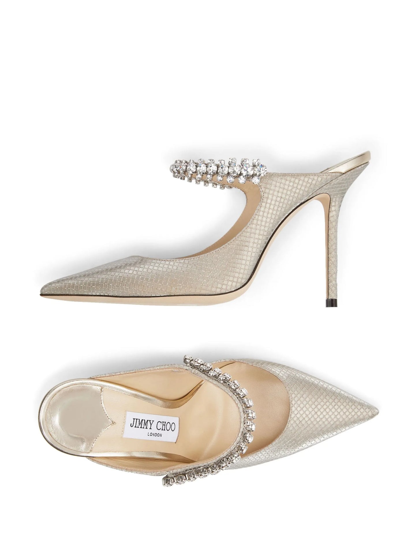 Bing 100mm snakeskin-effect mules