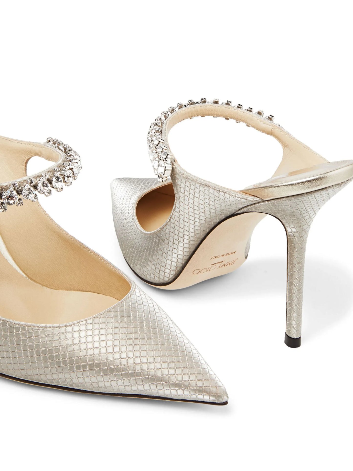 Bing 100mm snakeskin-effect mules