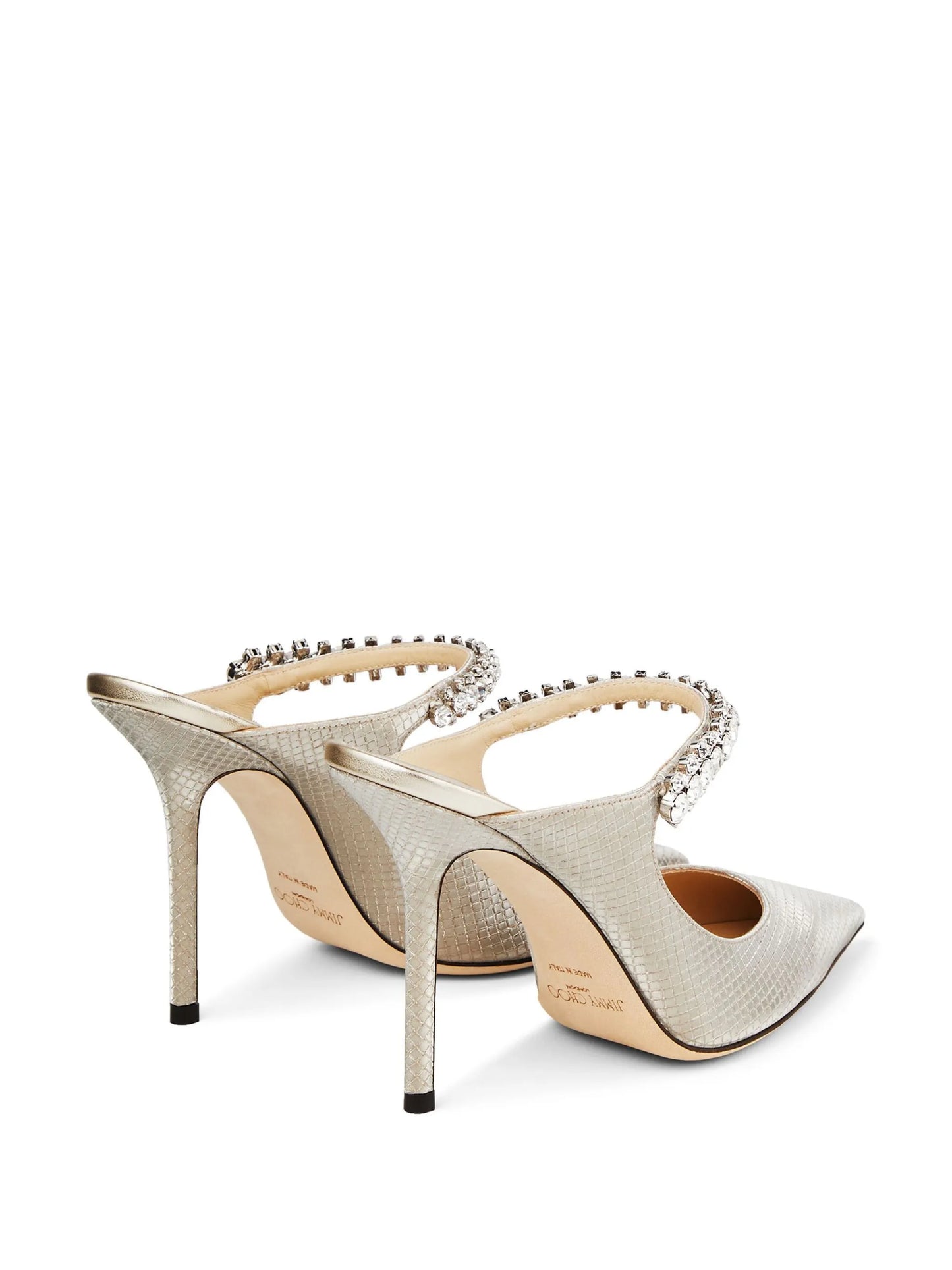 Bing 100mm snakeskin-effect mules