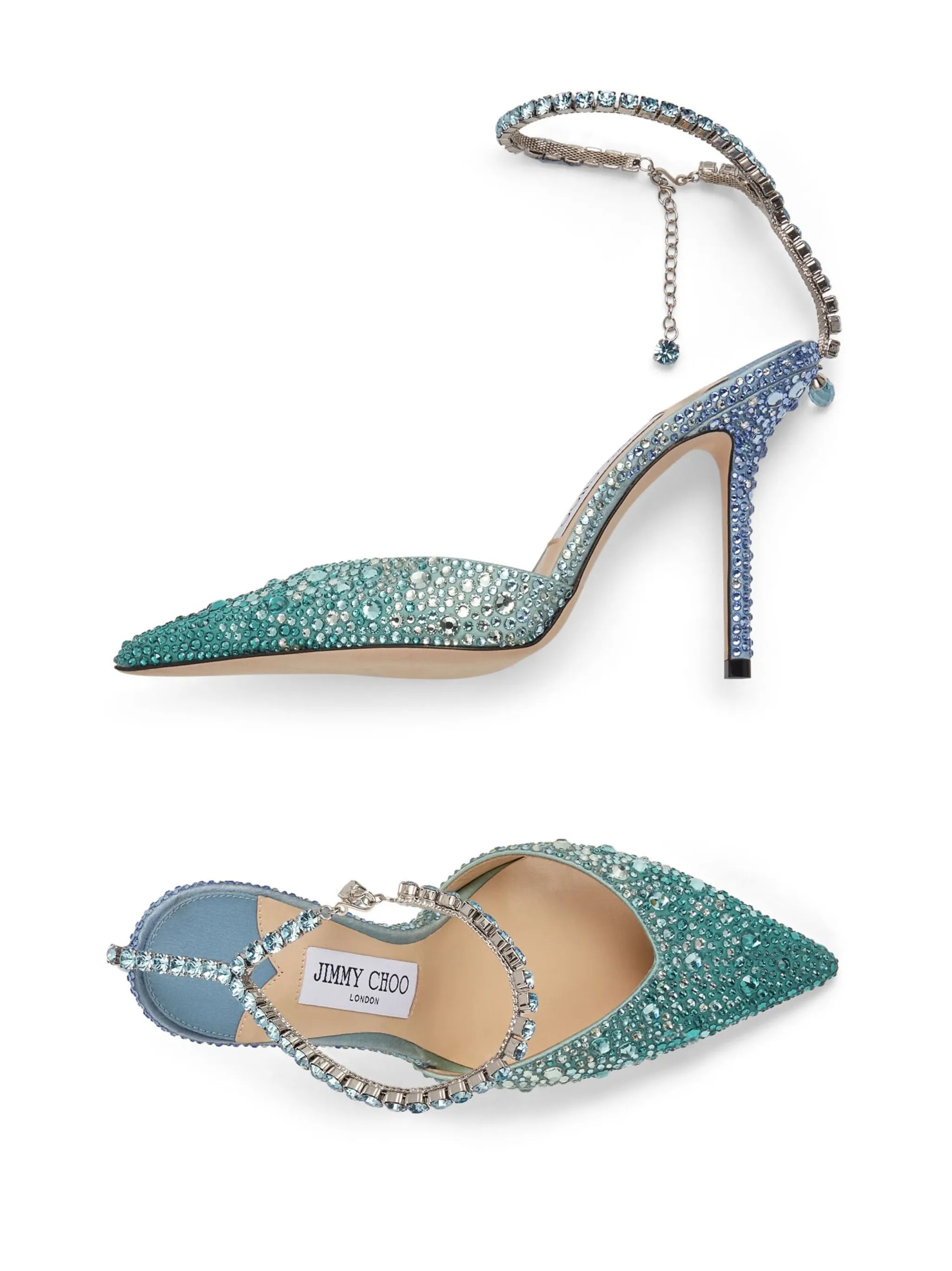 Saeda crystal-embellished 100mm pumps