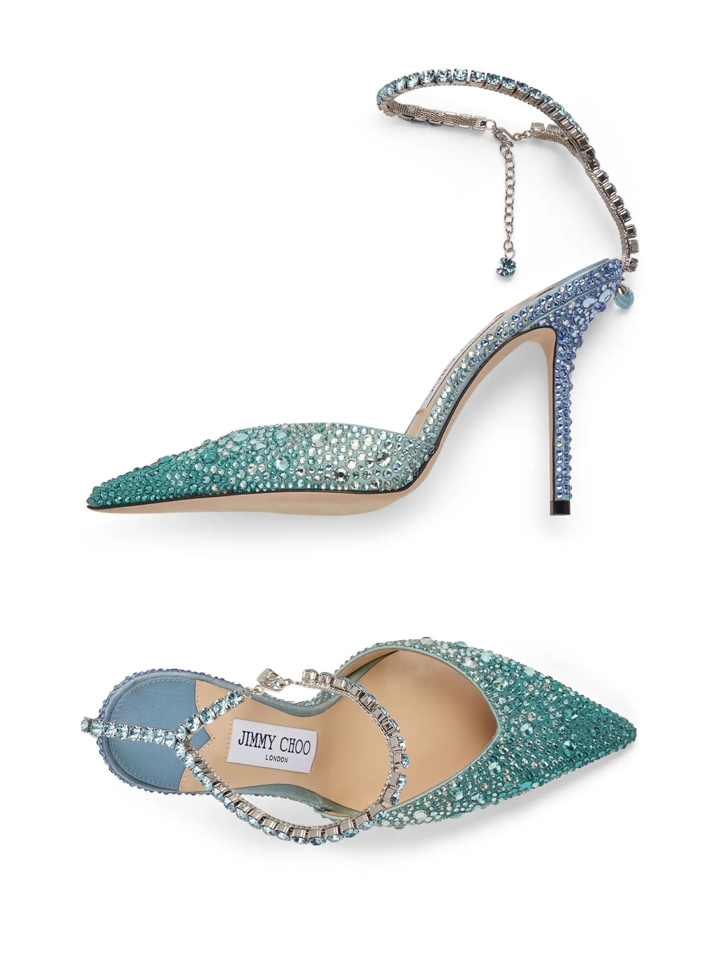 Saeda crystal-embellished 100mm pumps