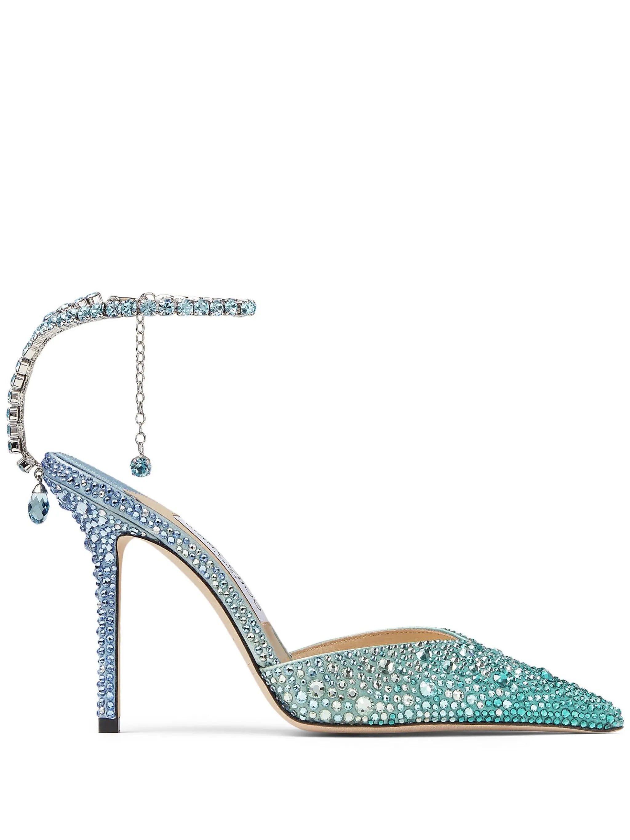 Saeda crystal-embellished 100mm pumps