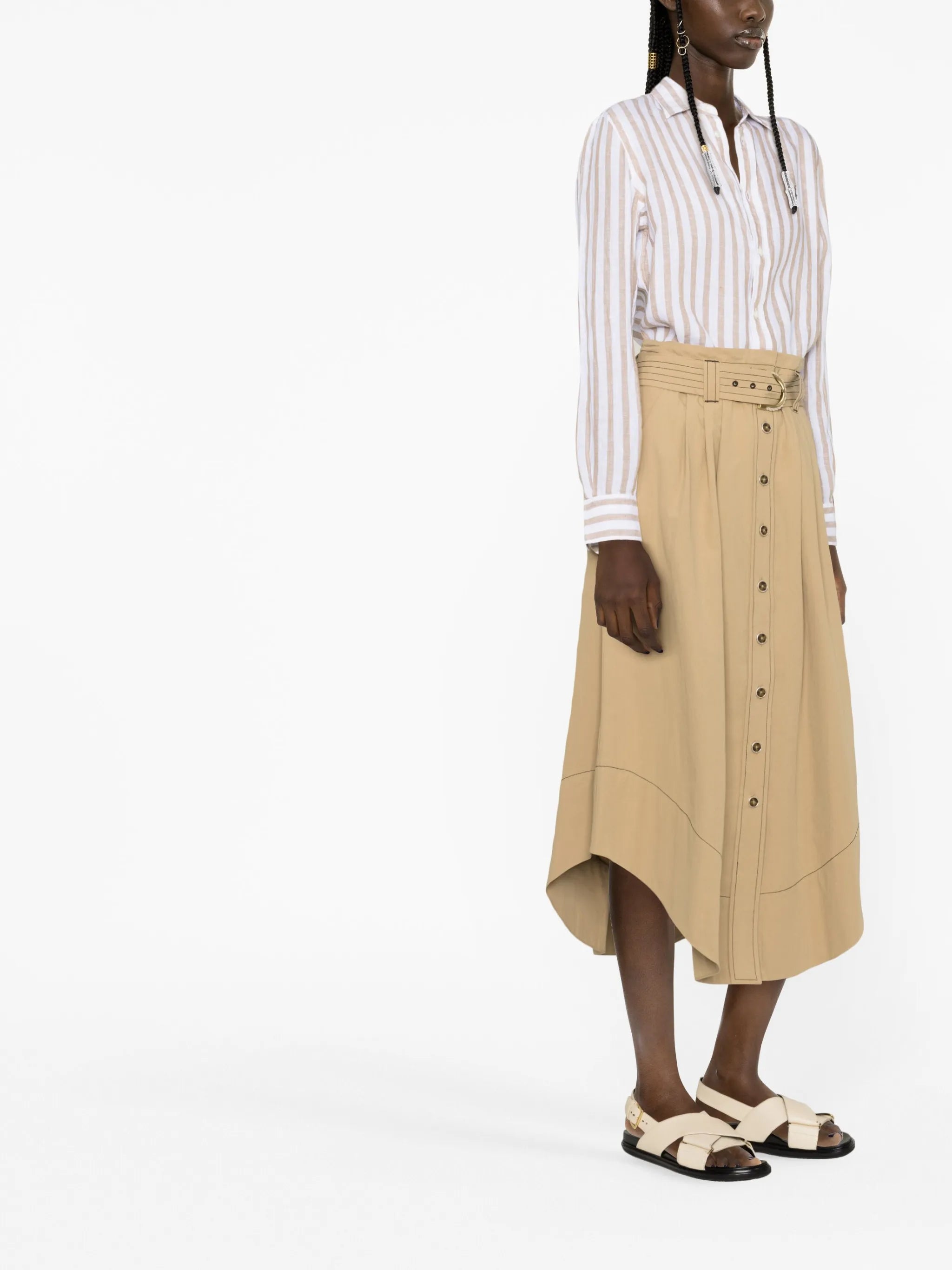 striped linen button-up shirt
