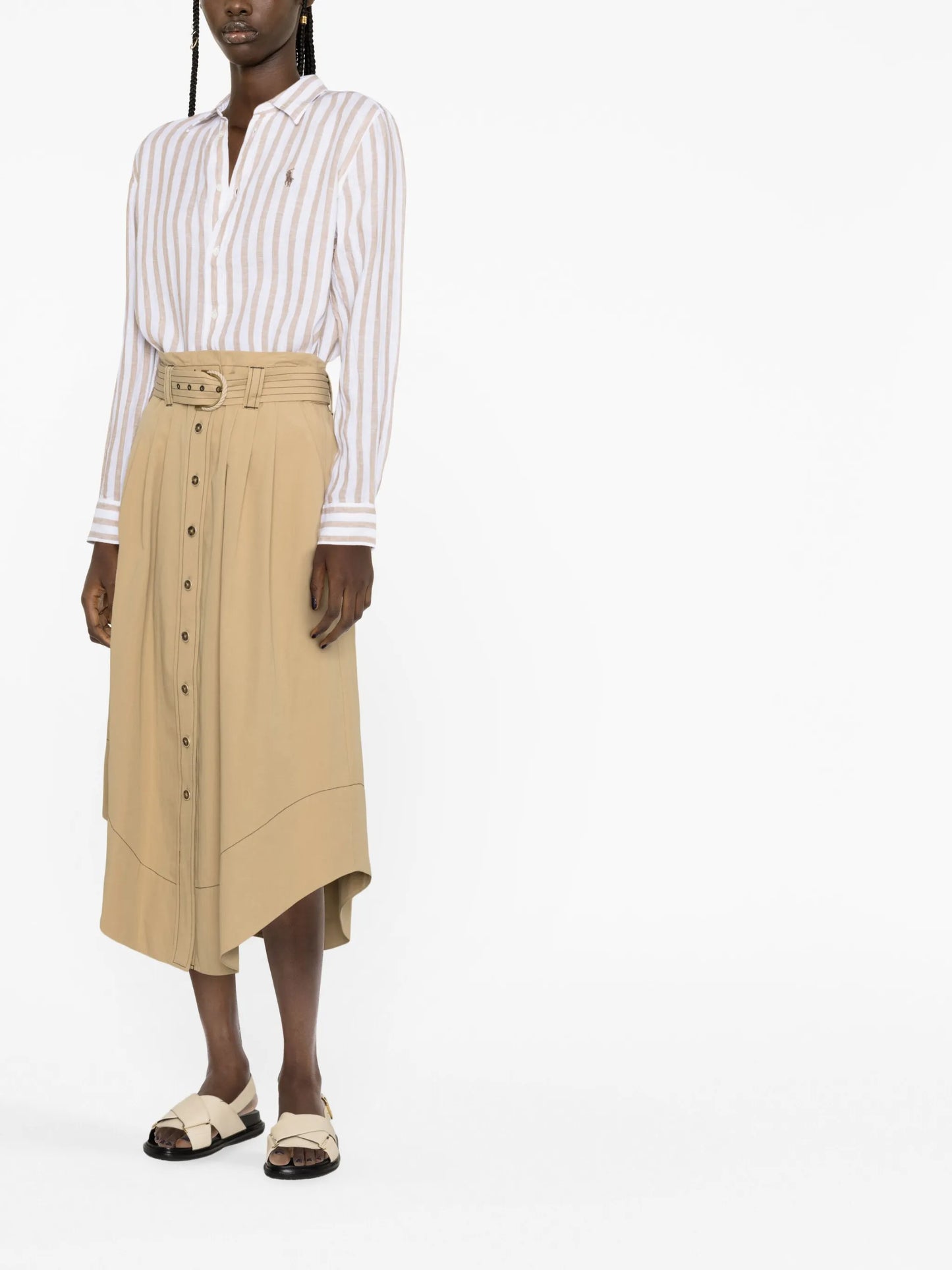 striped linen button-up shirt