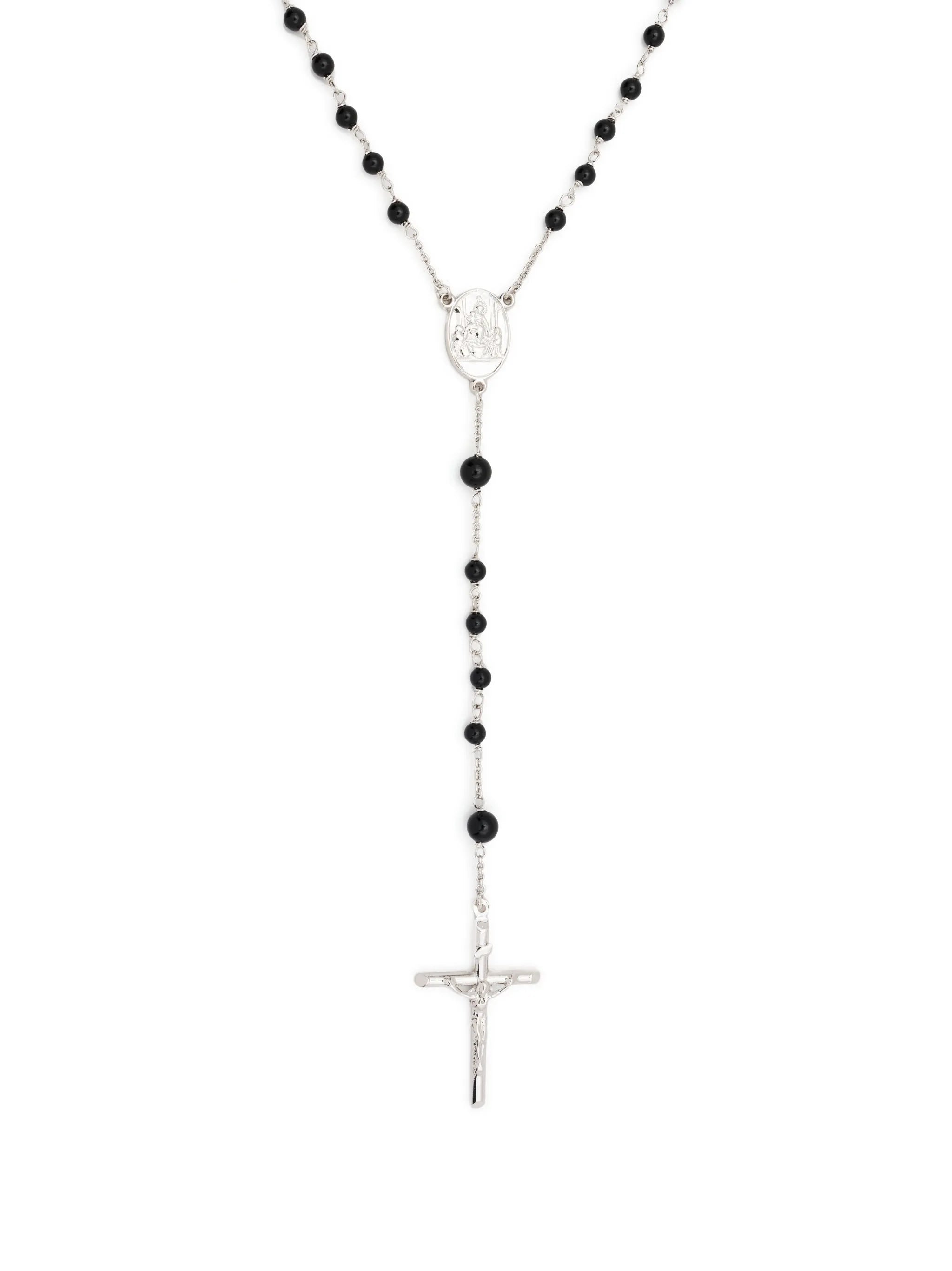 rosary cross-pendant necklace