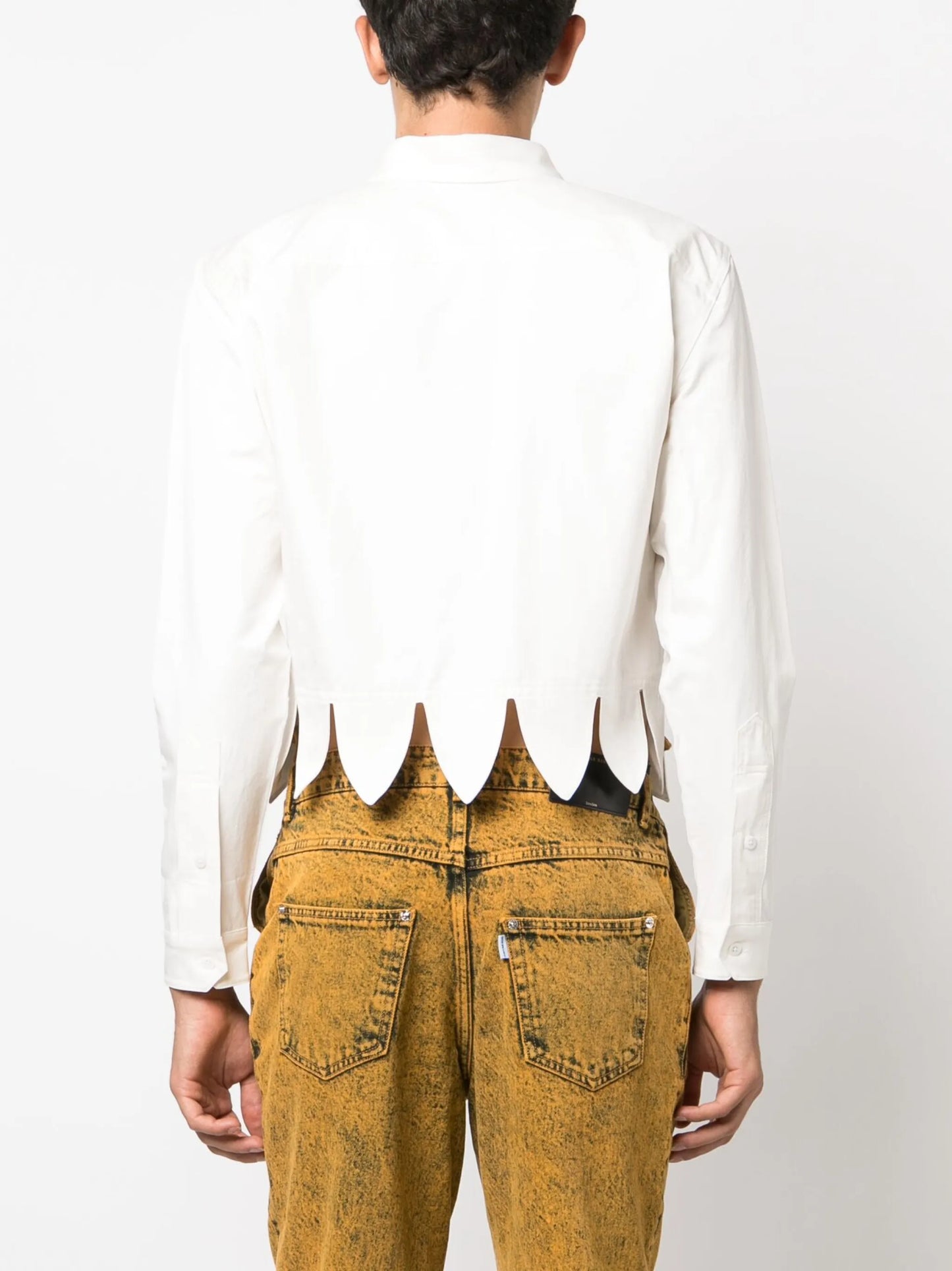 scallop-hem corset shirt