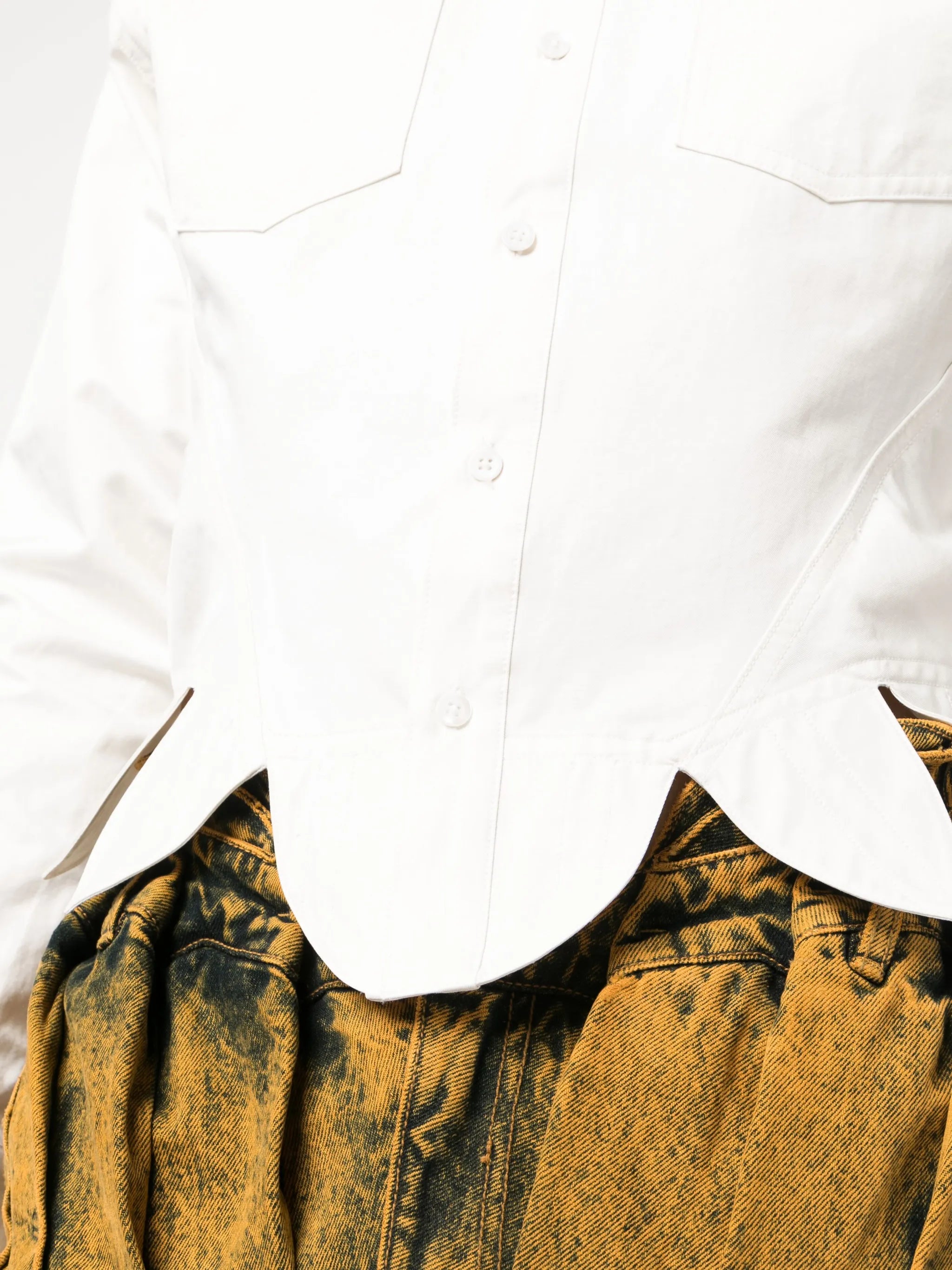 scallop-hem corset shirt