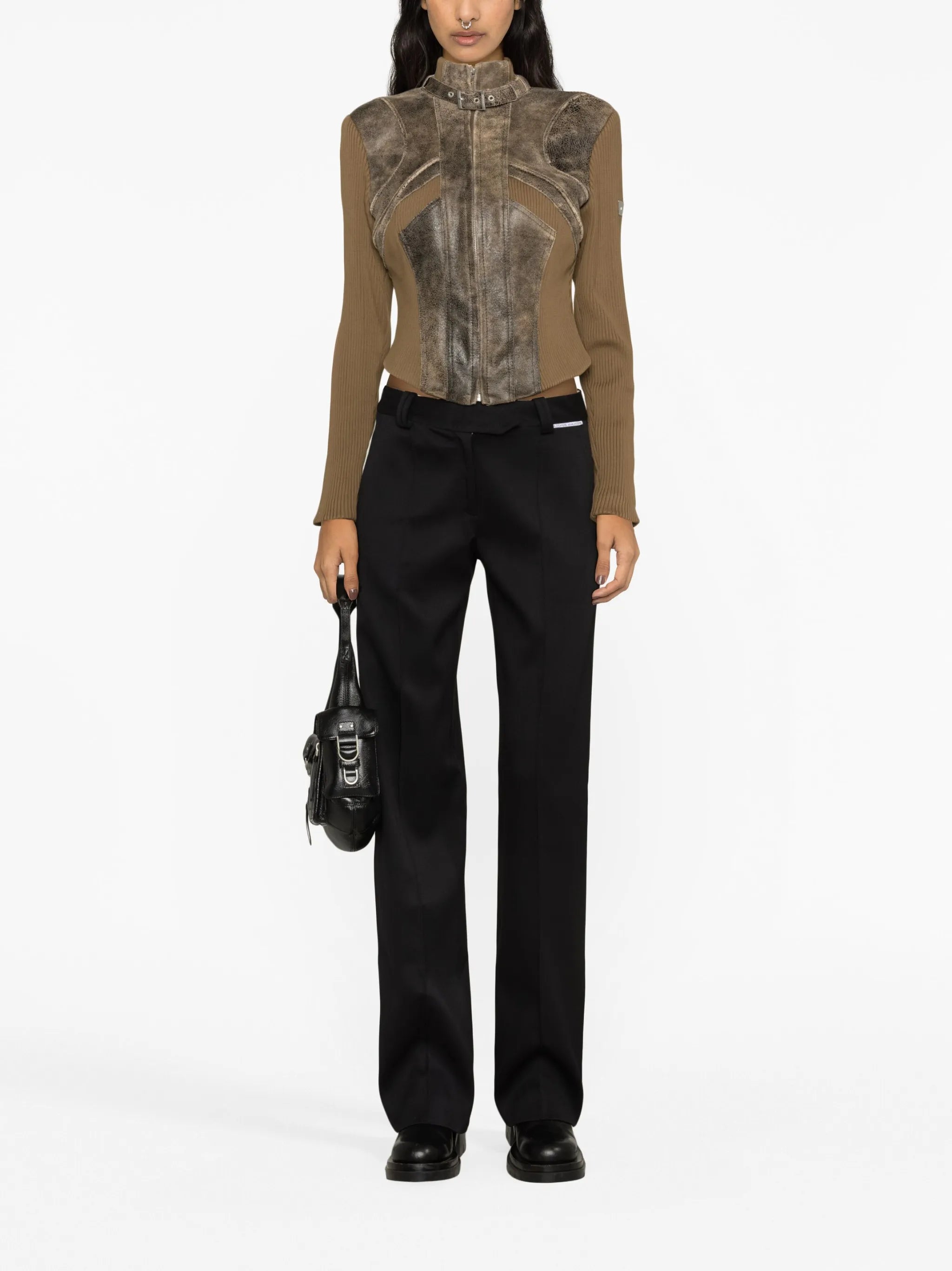 panelled zip-up jacket