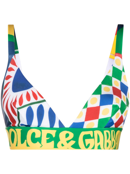 geometric-print stretch-design bralette