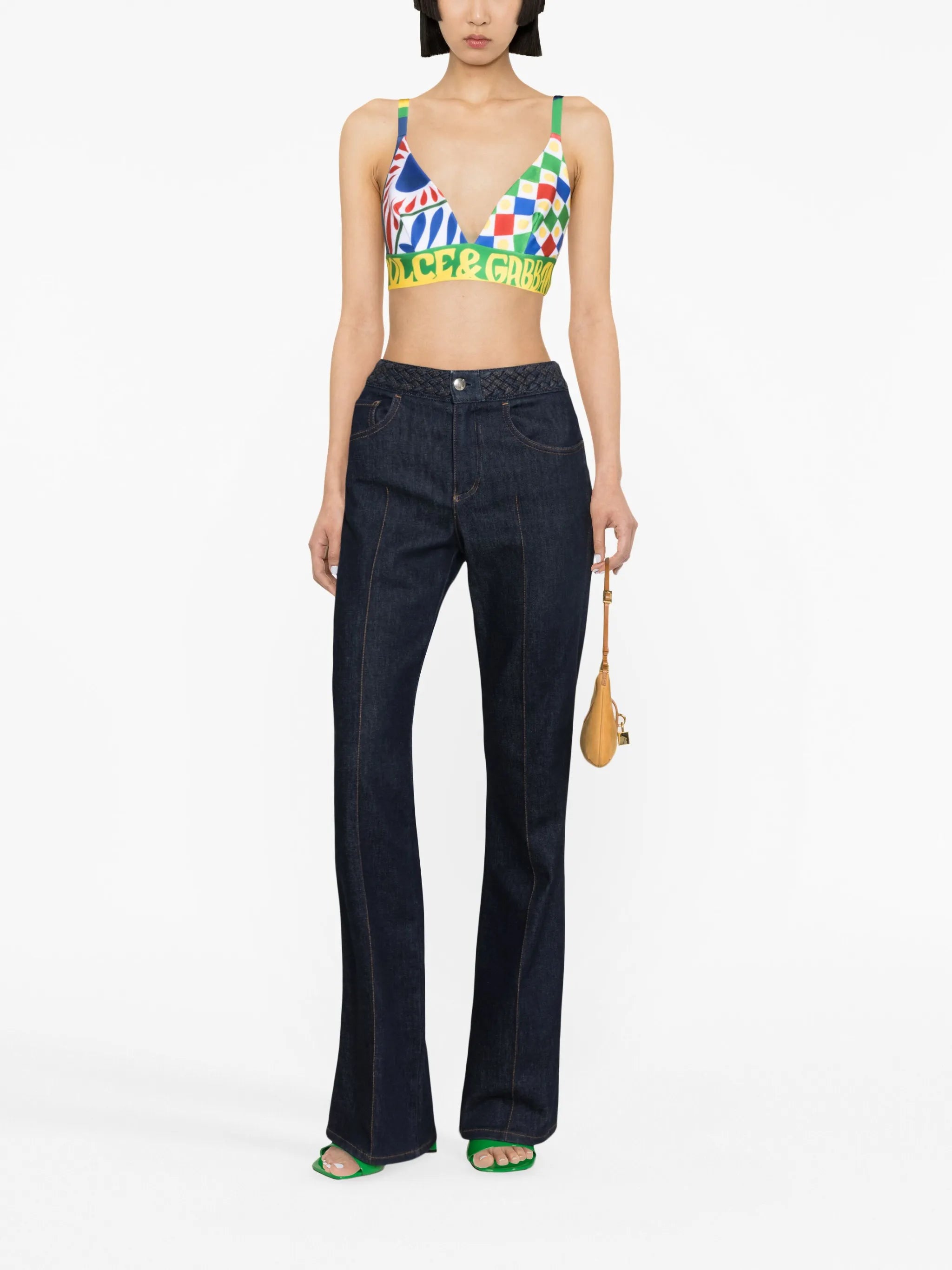 geometric-print stretch-design bralette