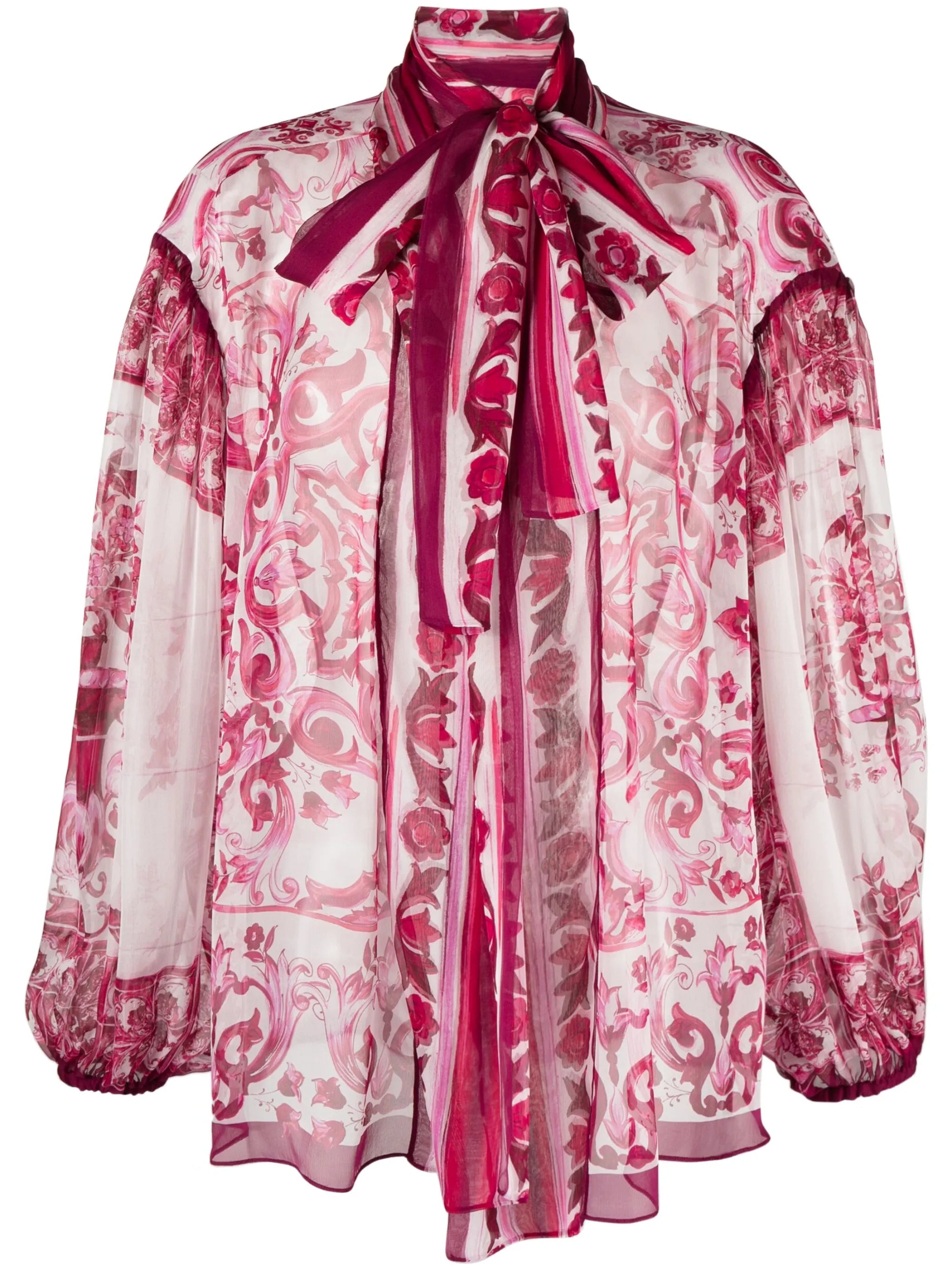 pussy-bow collar silk blouse