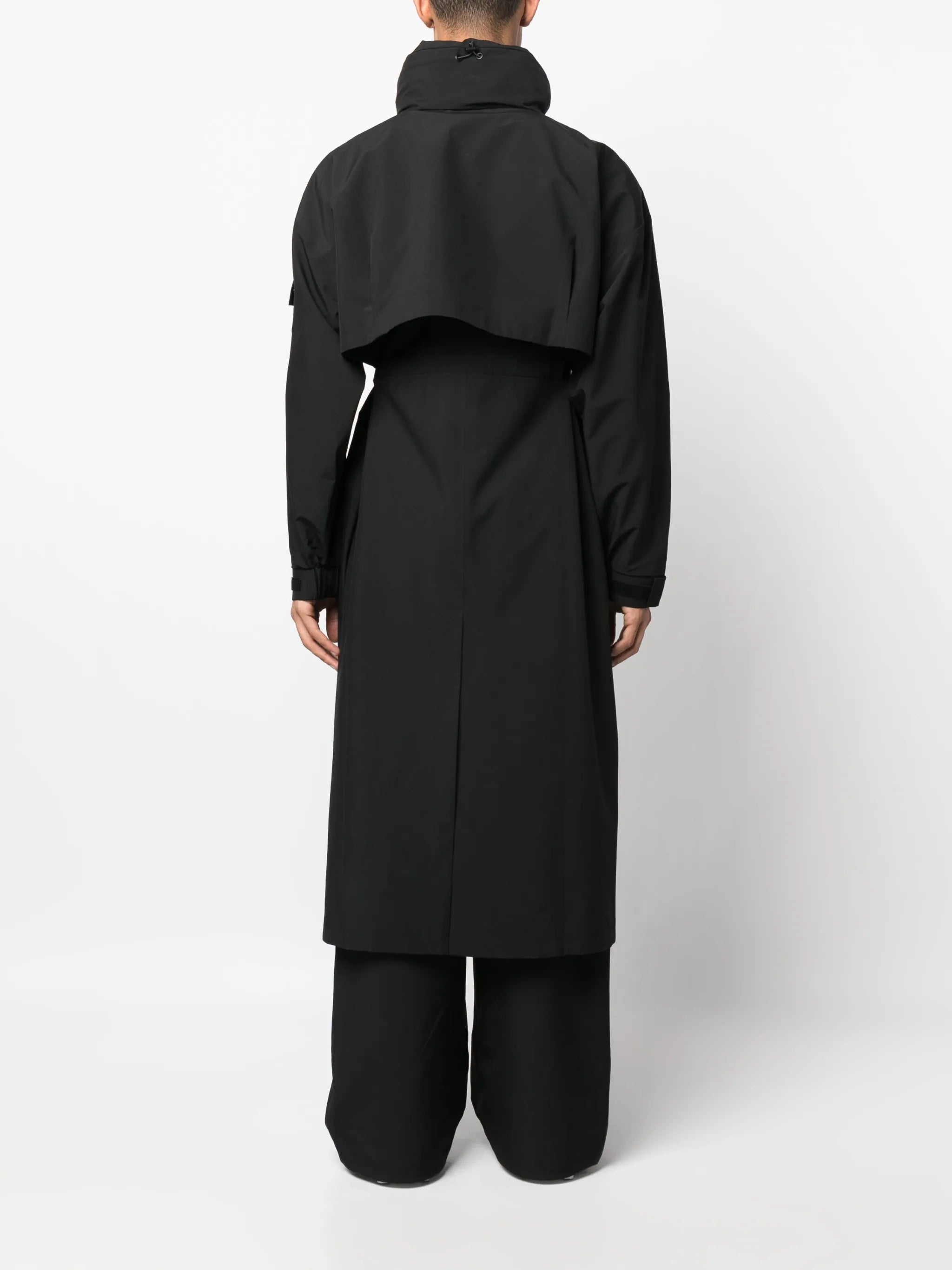 zip-up high-neck belted parka