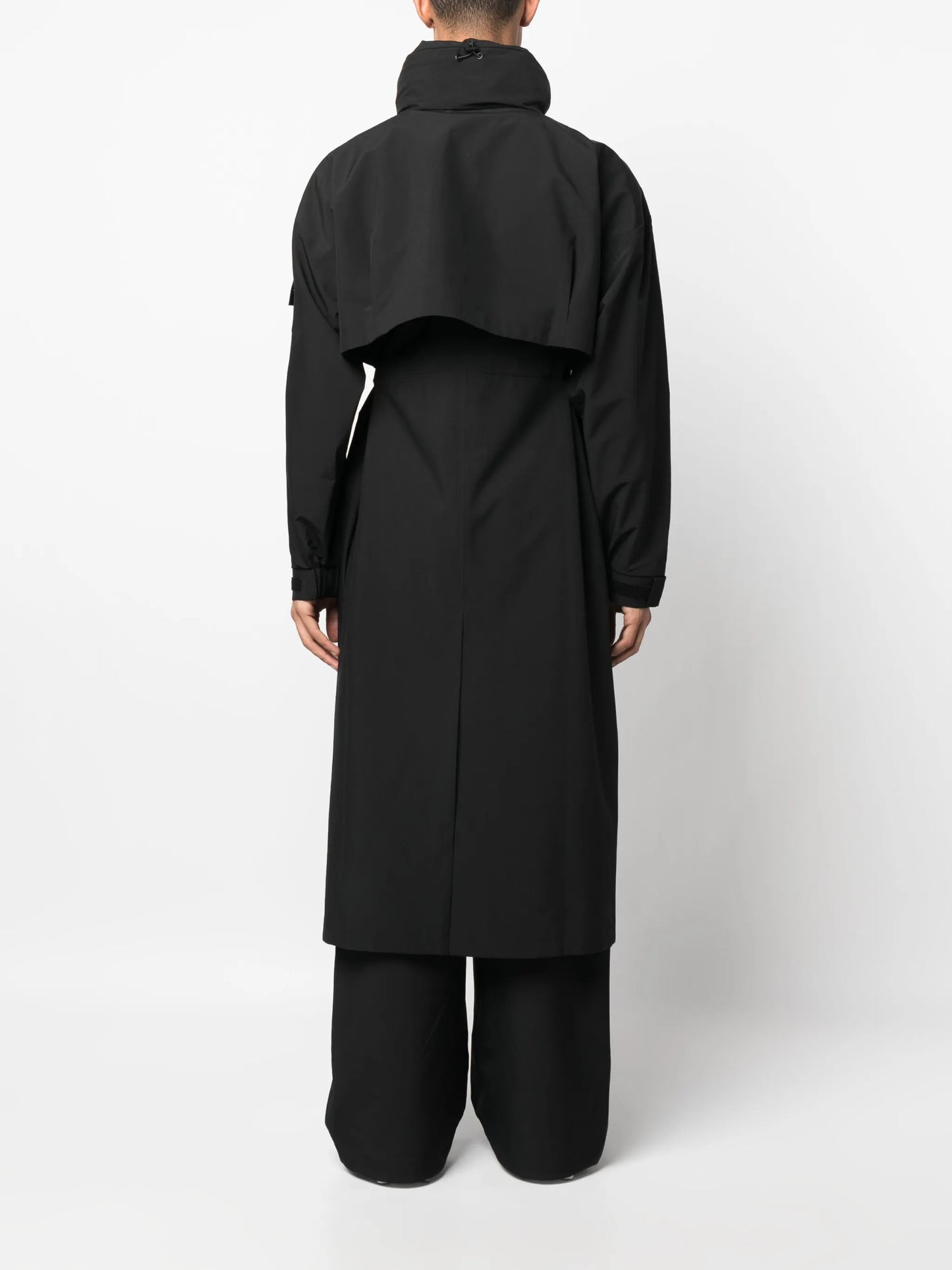 zip-up high-neck belted parka