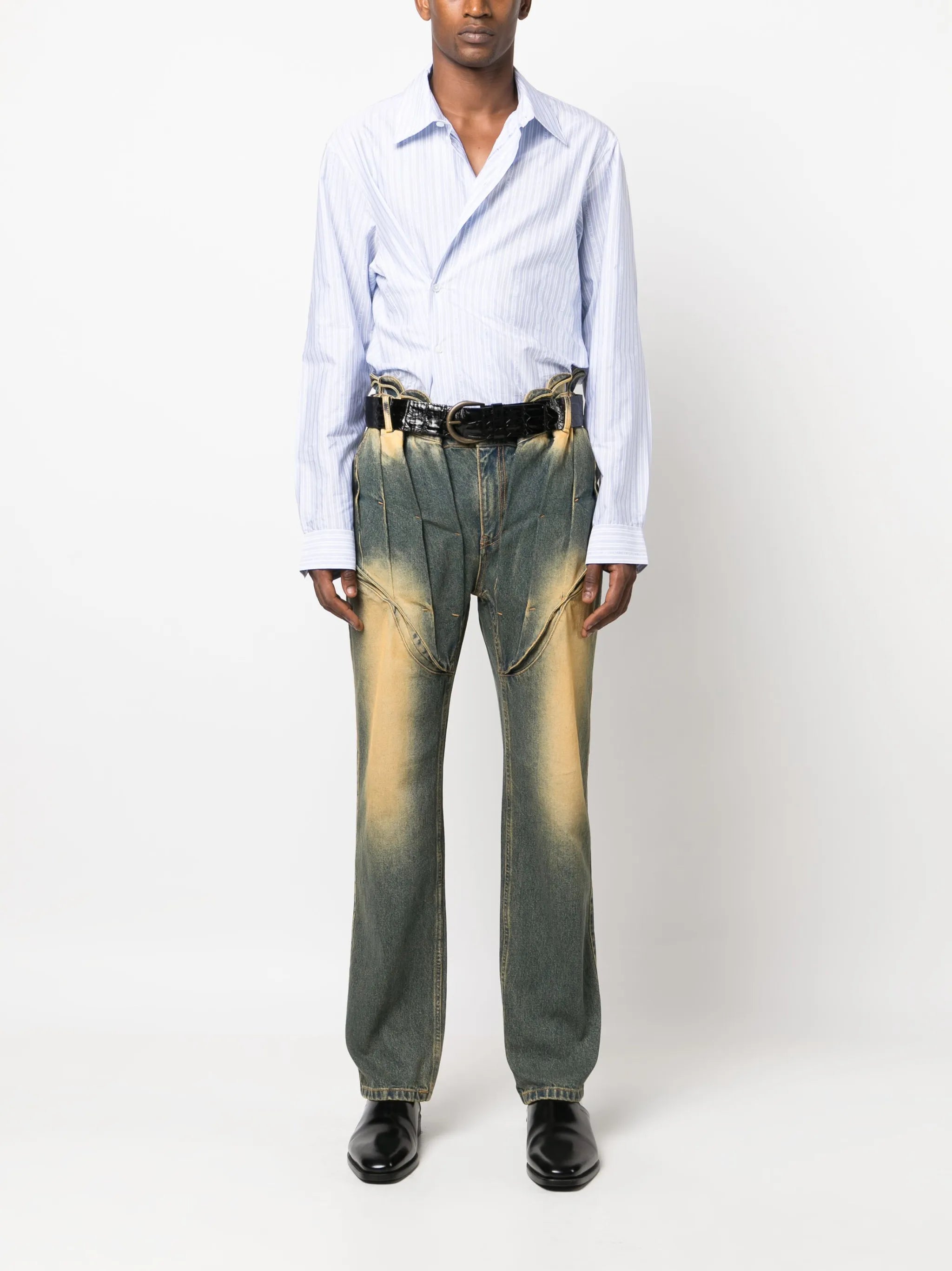 mid-rise straight-leg jeans