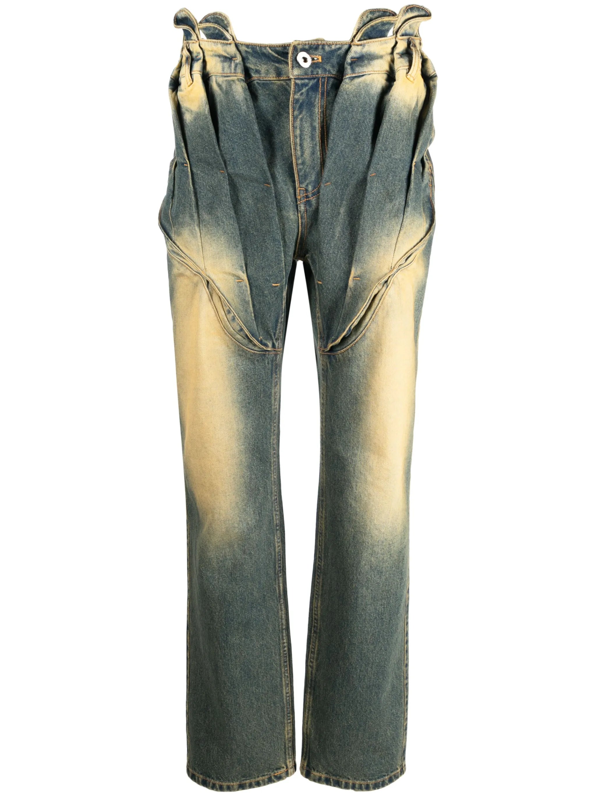 mid-rise straight-leg jeans