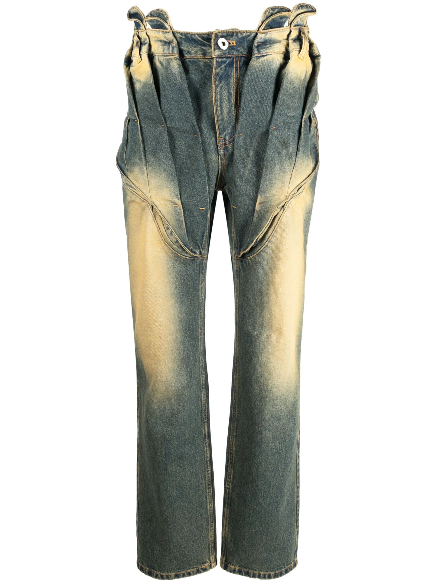 mid-rise straight-leg jeans