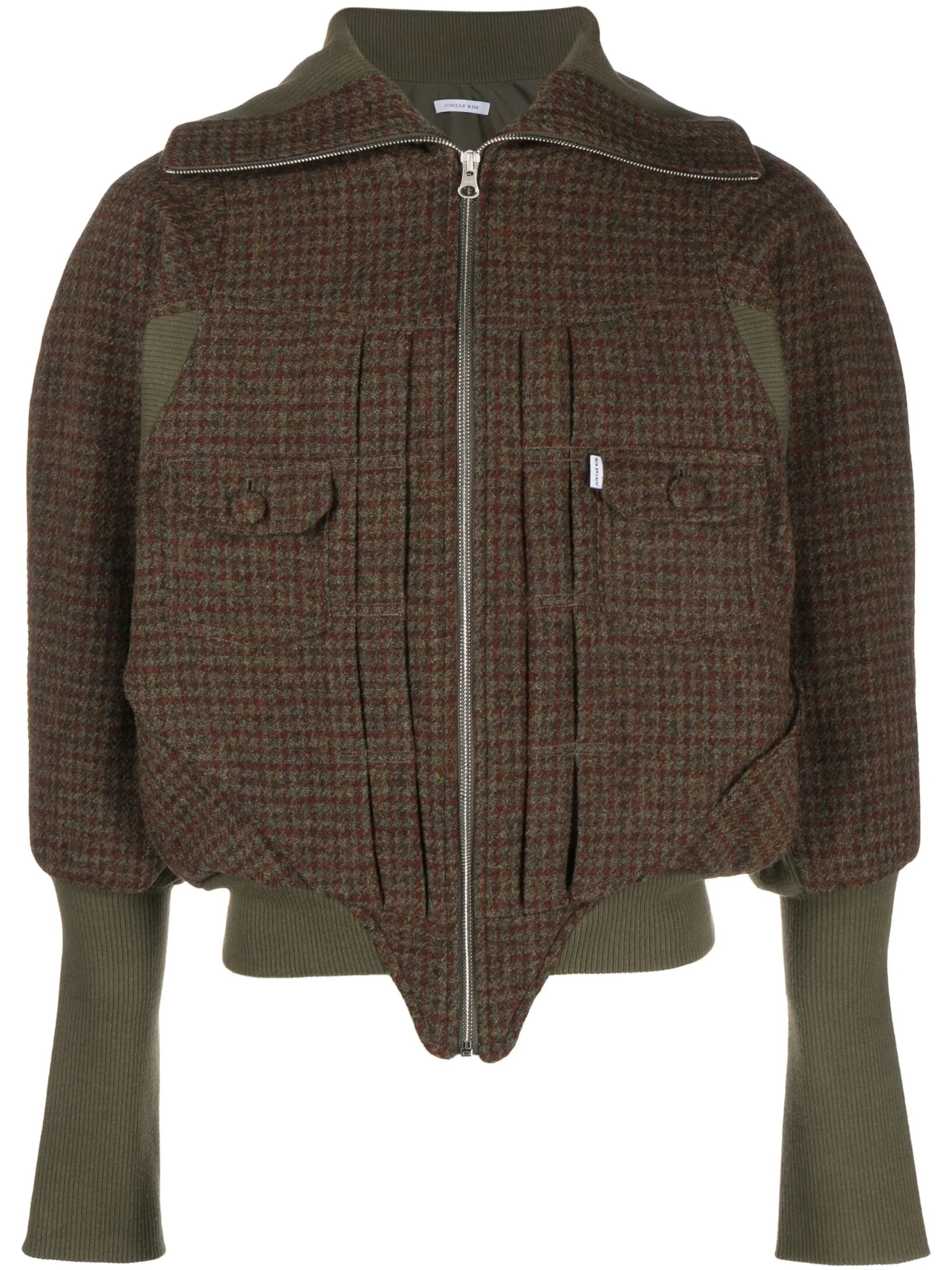checked zip-up jacket