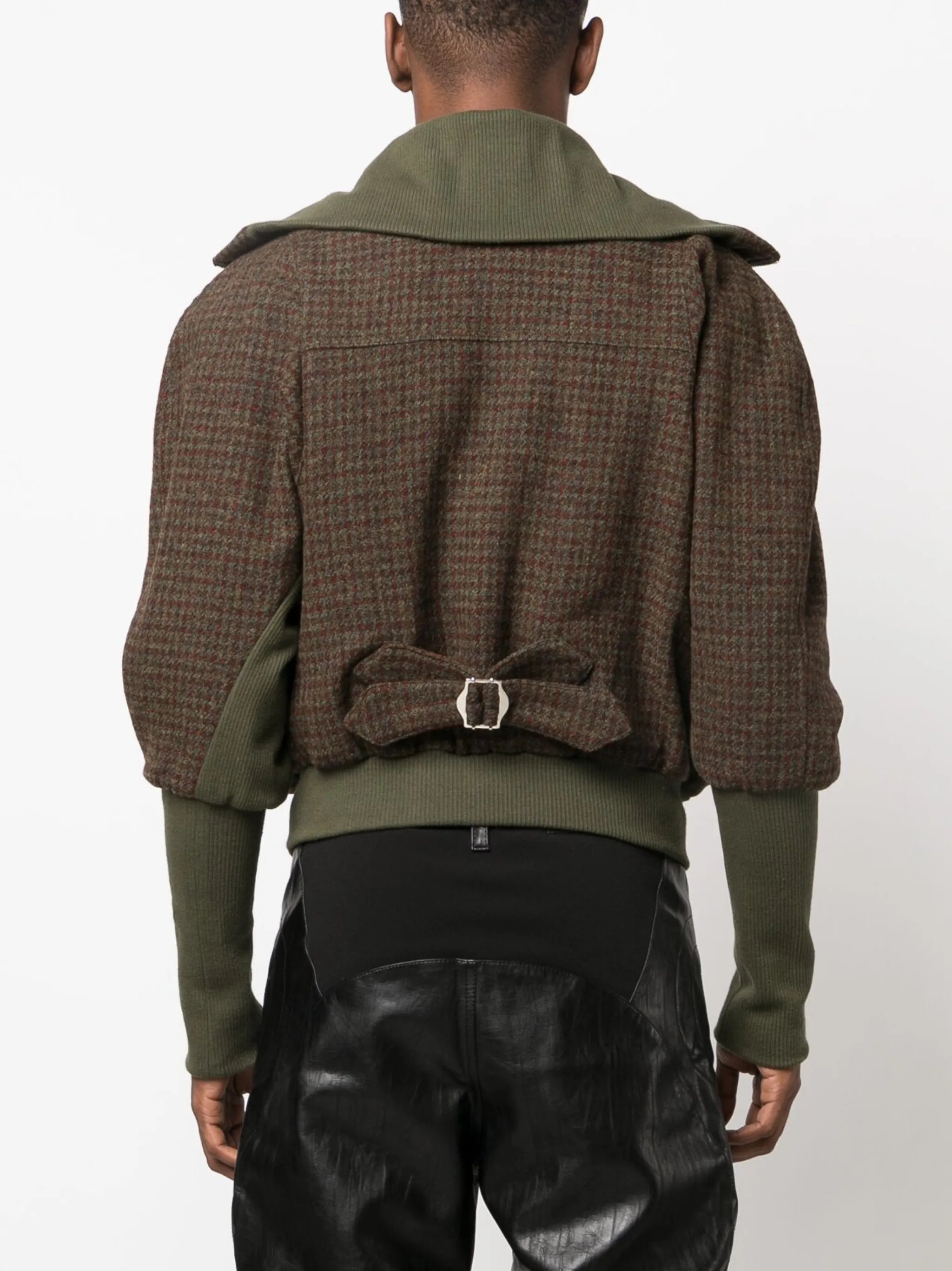 checked zip-up jacket