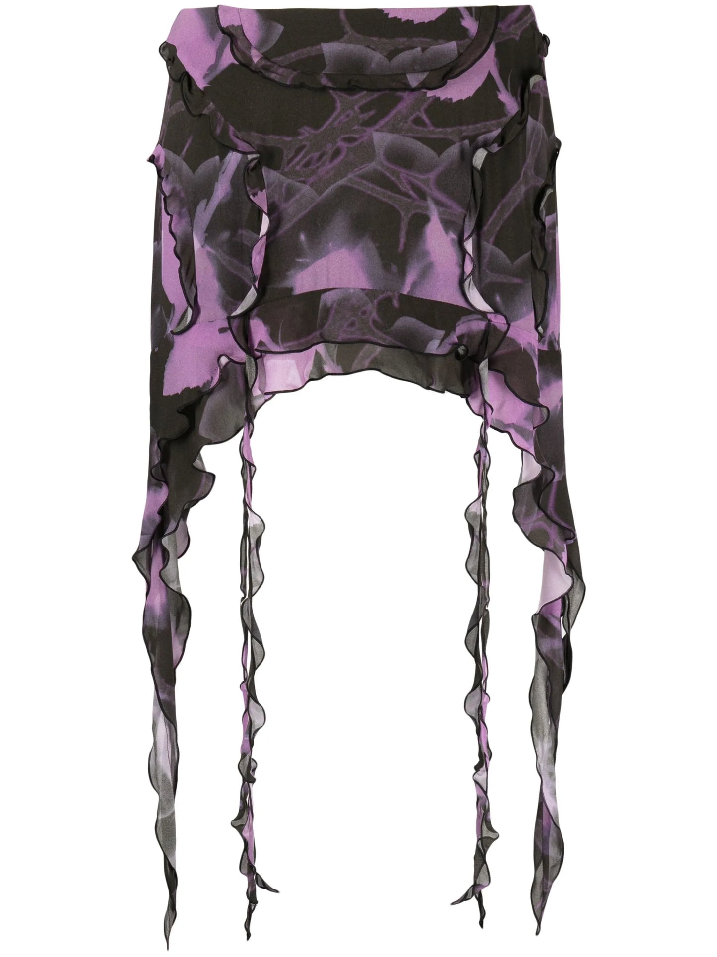 floral-print ruffled mini skirt