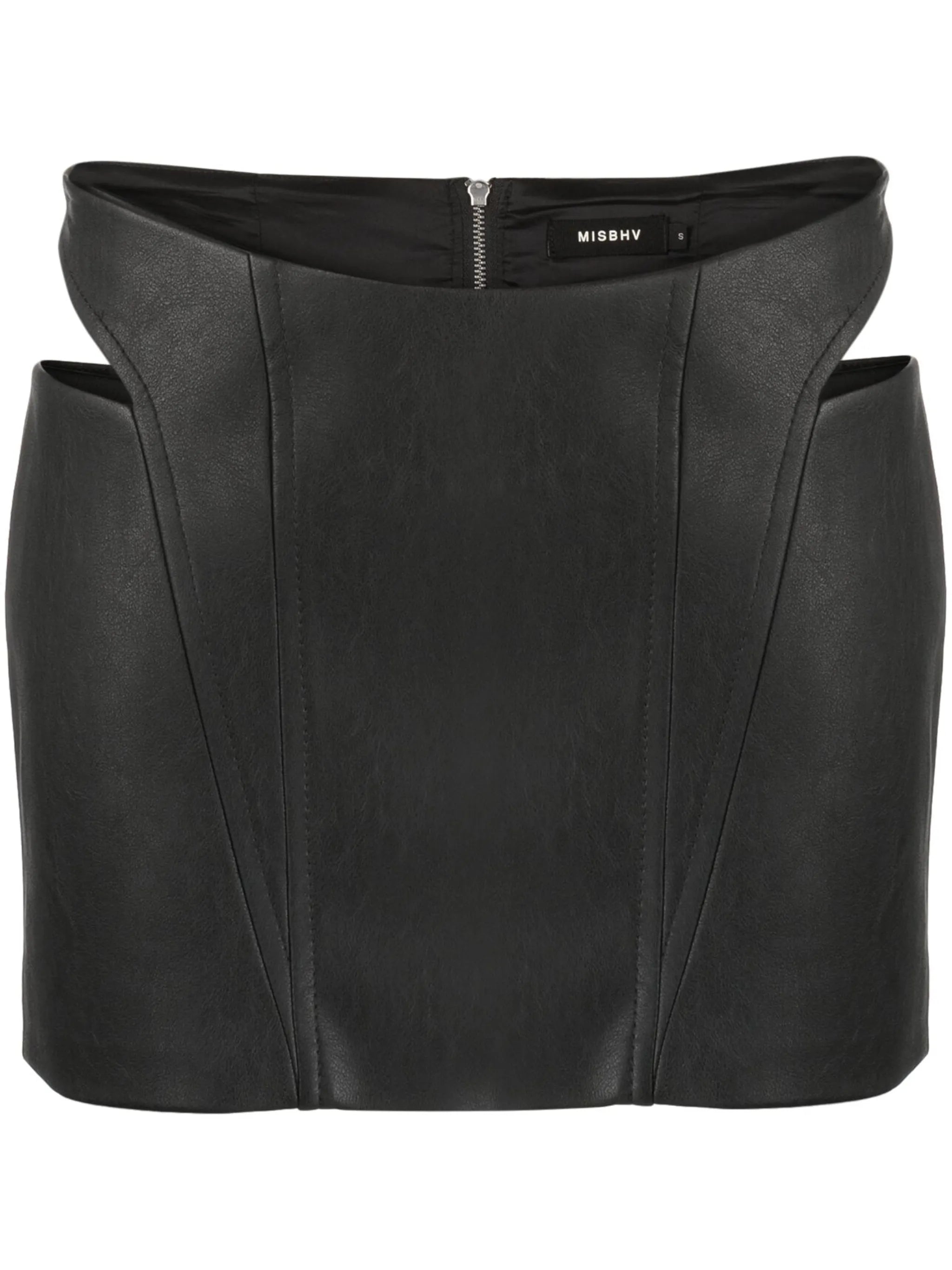 faux-leather cut-out mini skirt