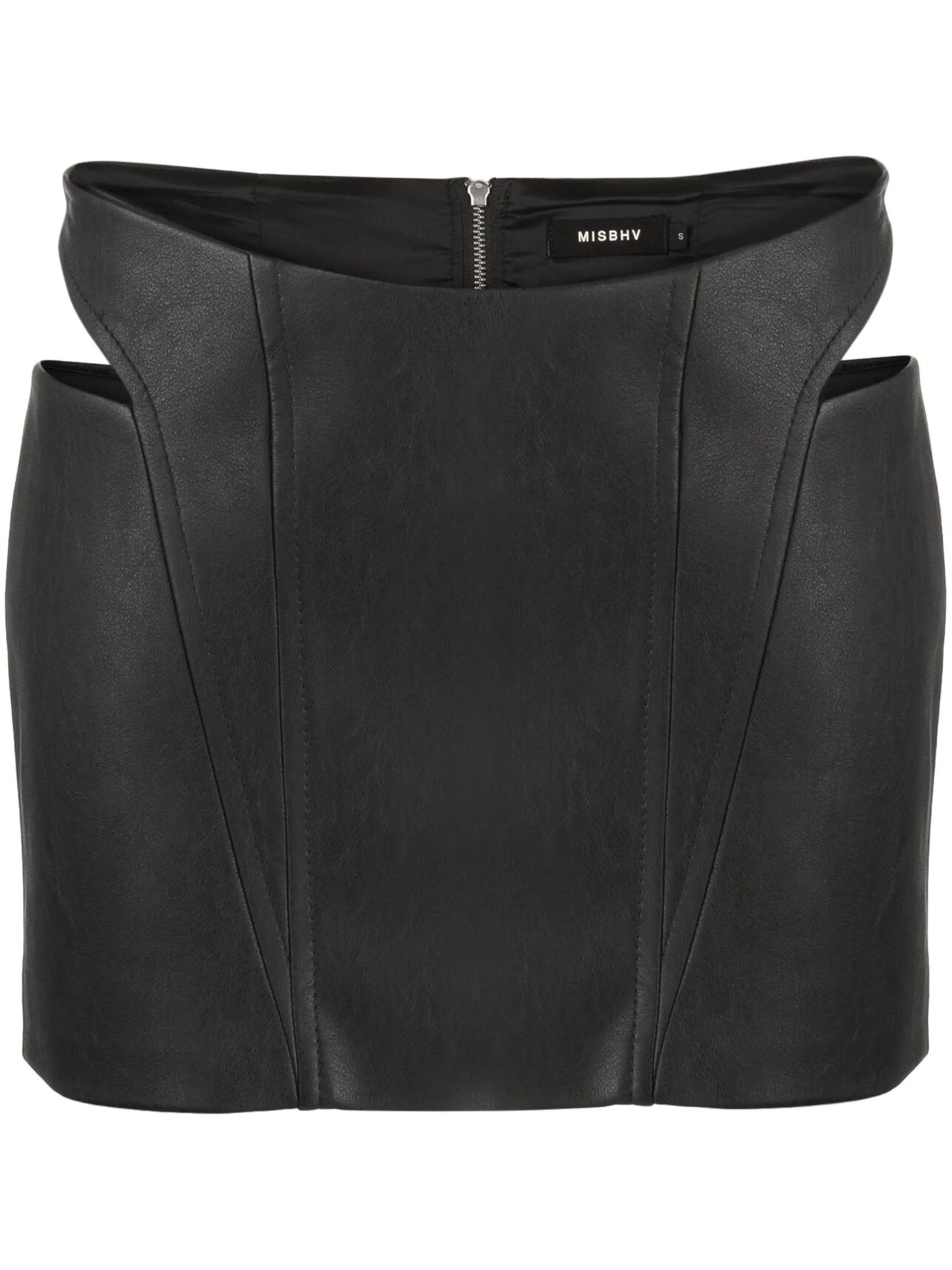 faux-leather cut-out mini skirt