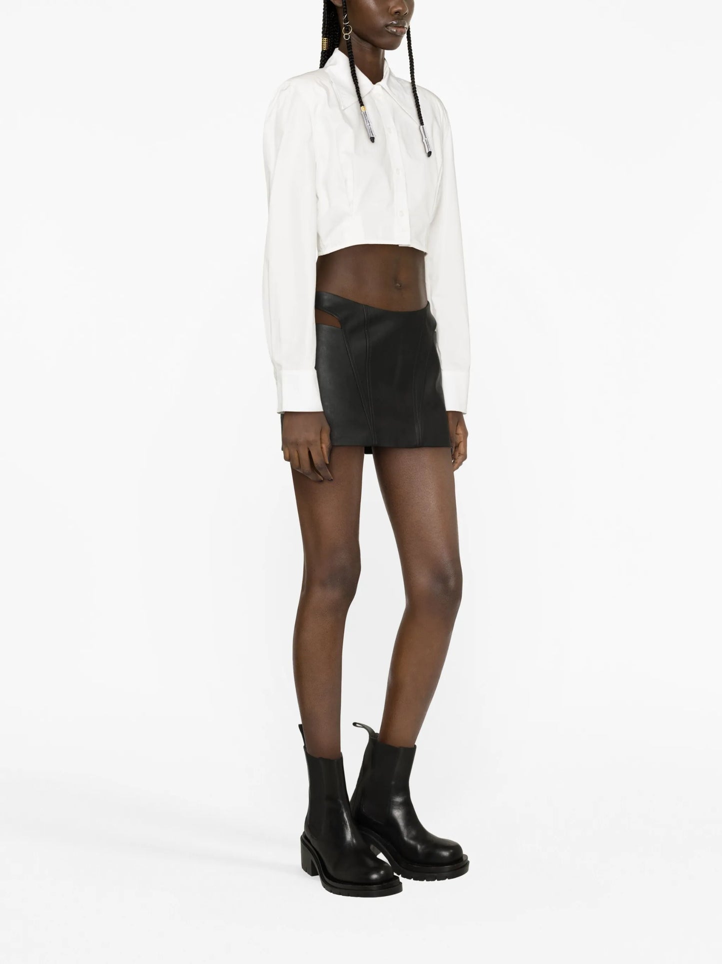 faux-leather cut-out mini skirt