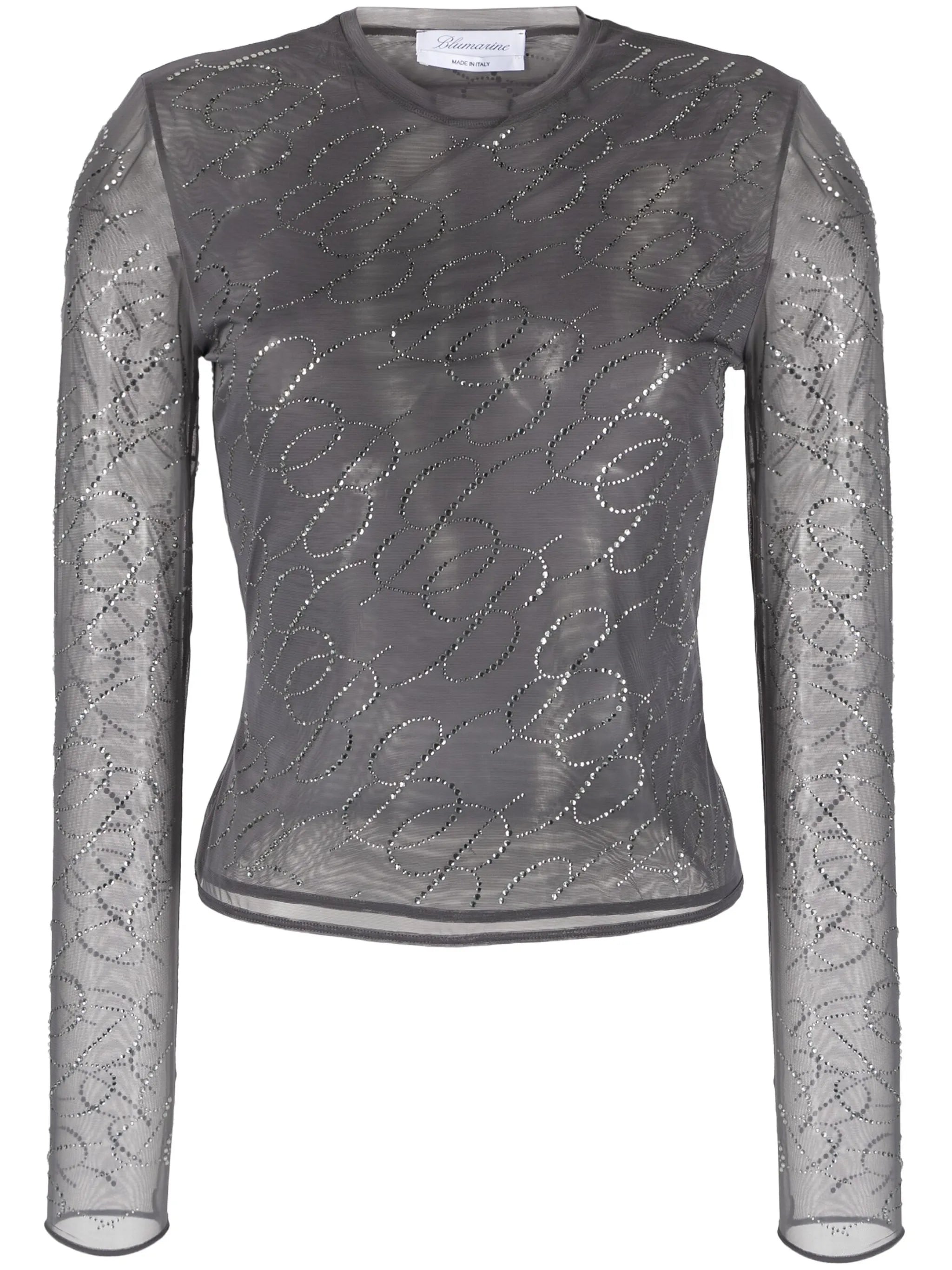 crystal-embellished tulle logo top