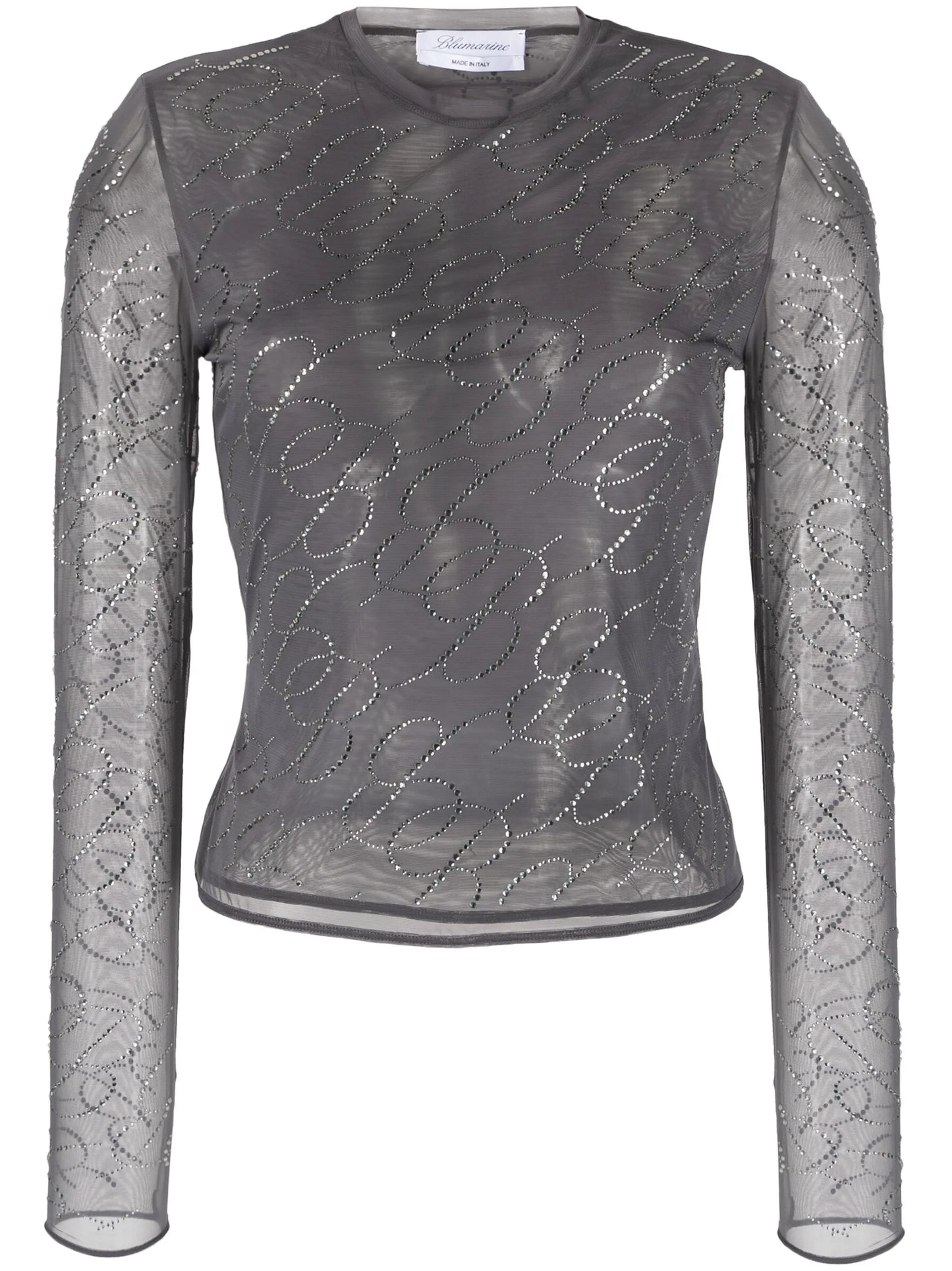 crystal-embellished tulle logo top