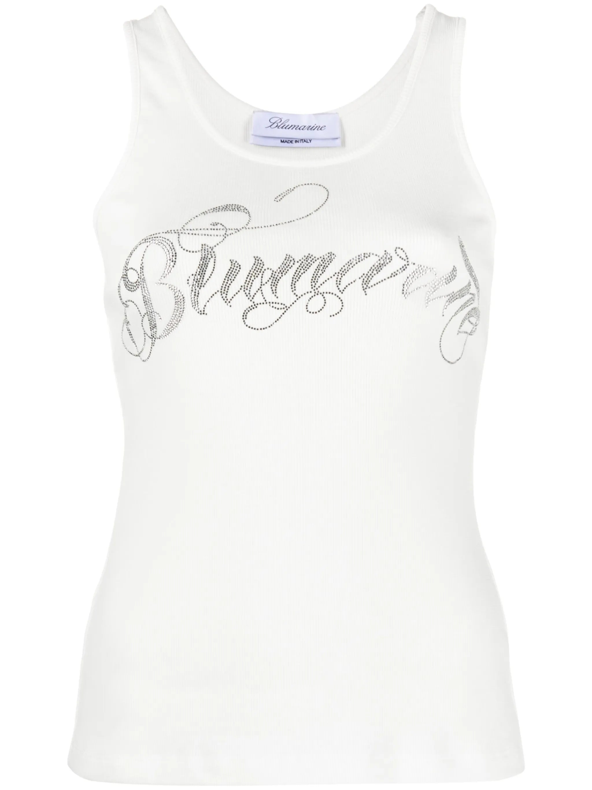rhinestone-logo ribbed vest top