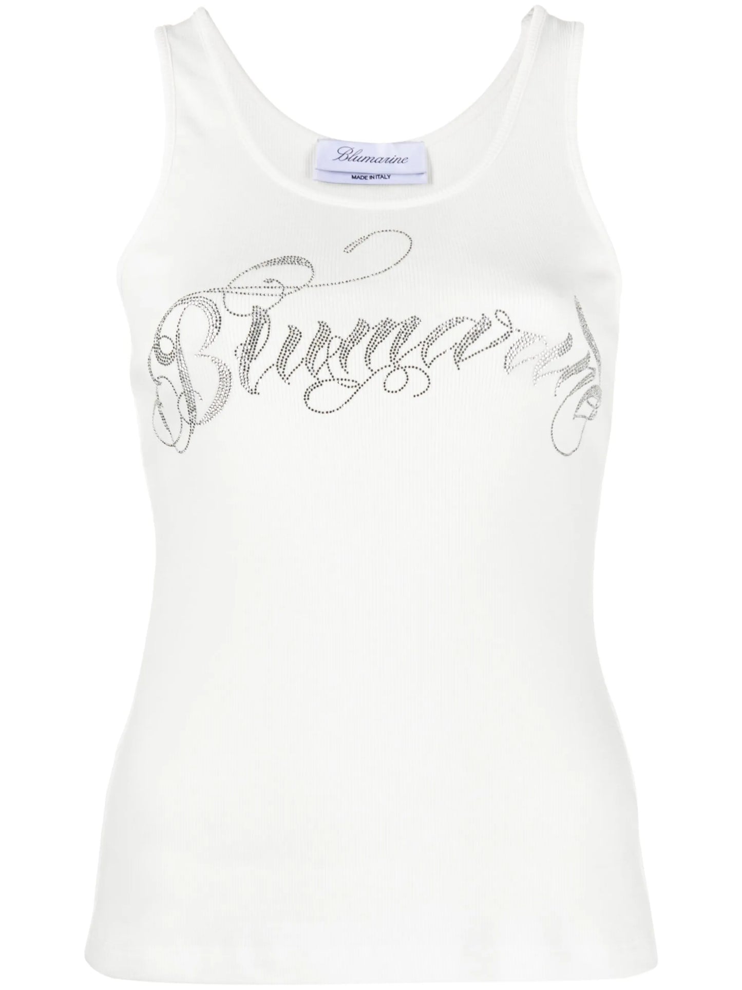 rhinestone-logo ribbed vest top