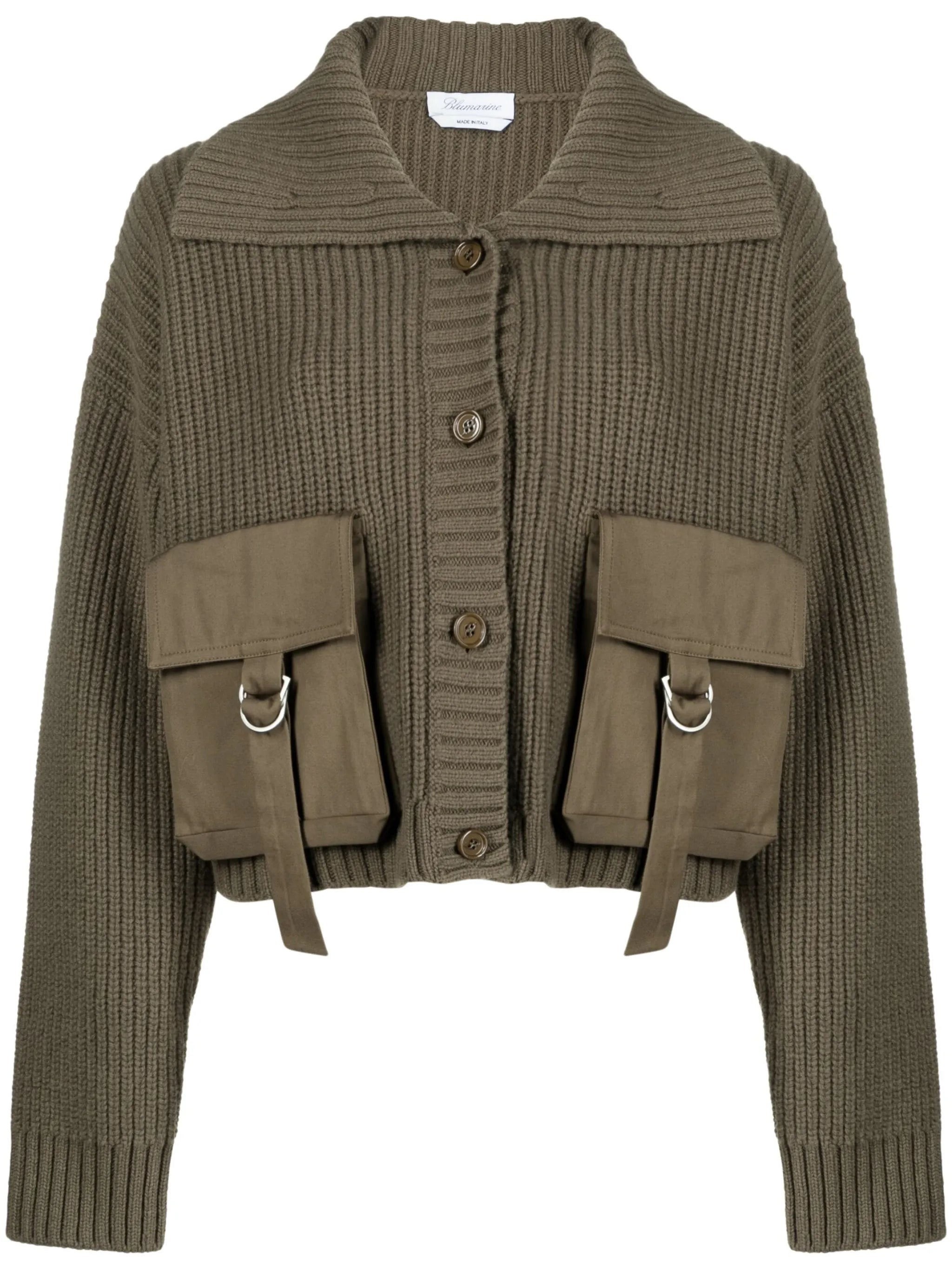 cargo-pockets ribbed cardigan