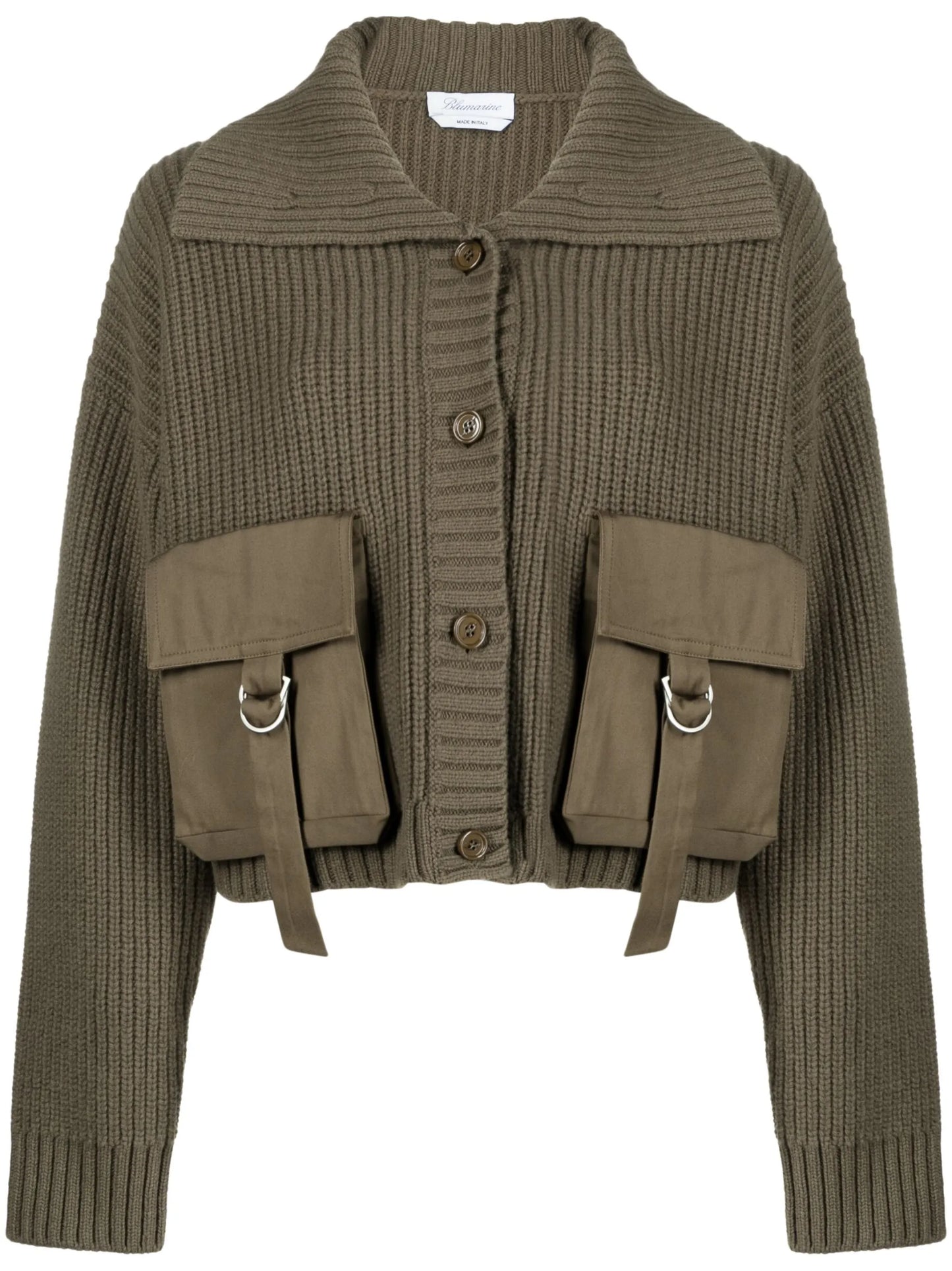 cargo-pockets ribbed cardigan