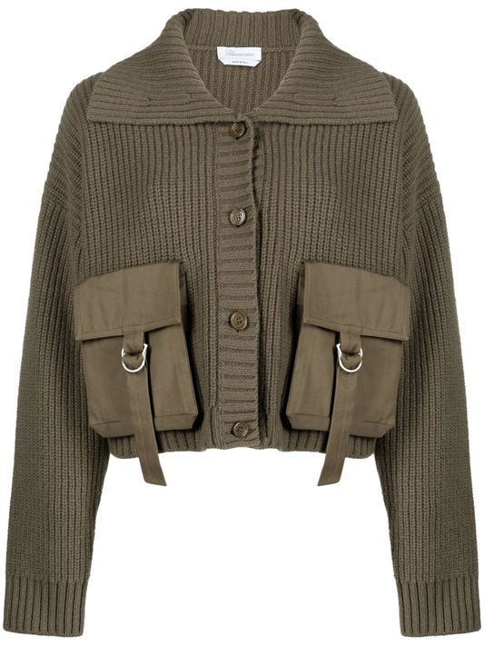 cargo-pockets ribbed cardigan