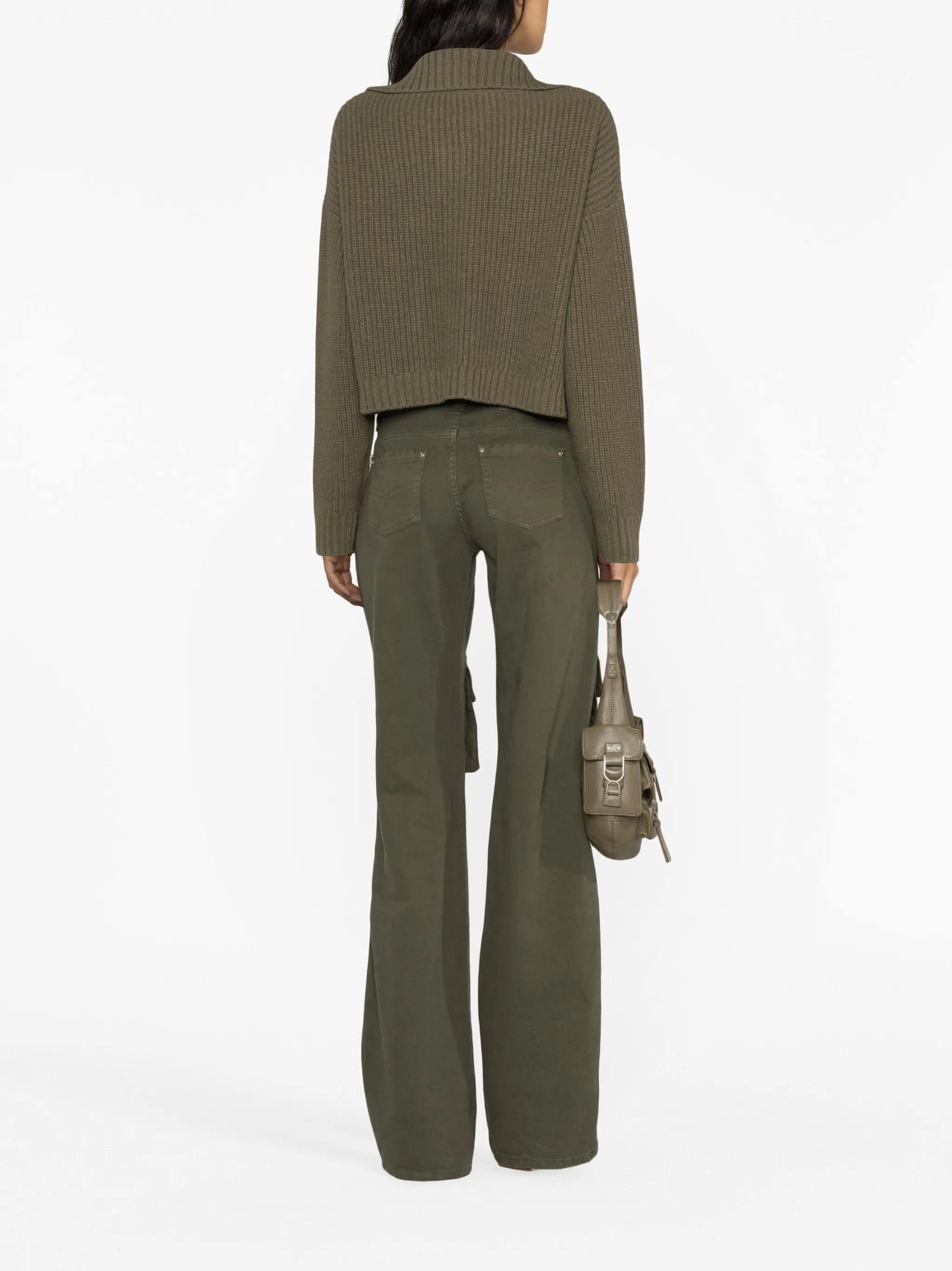 cargo-pockets ribbed cardigan