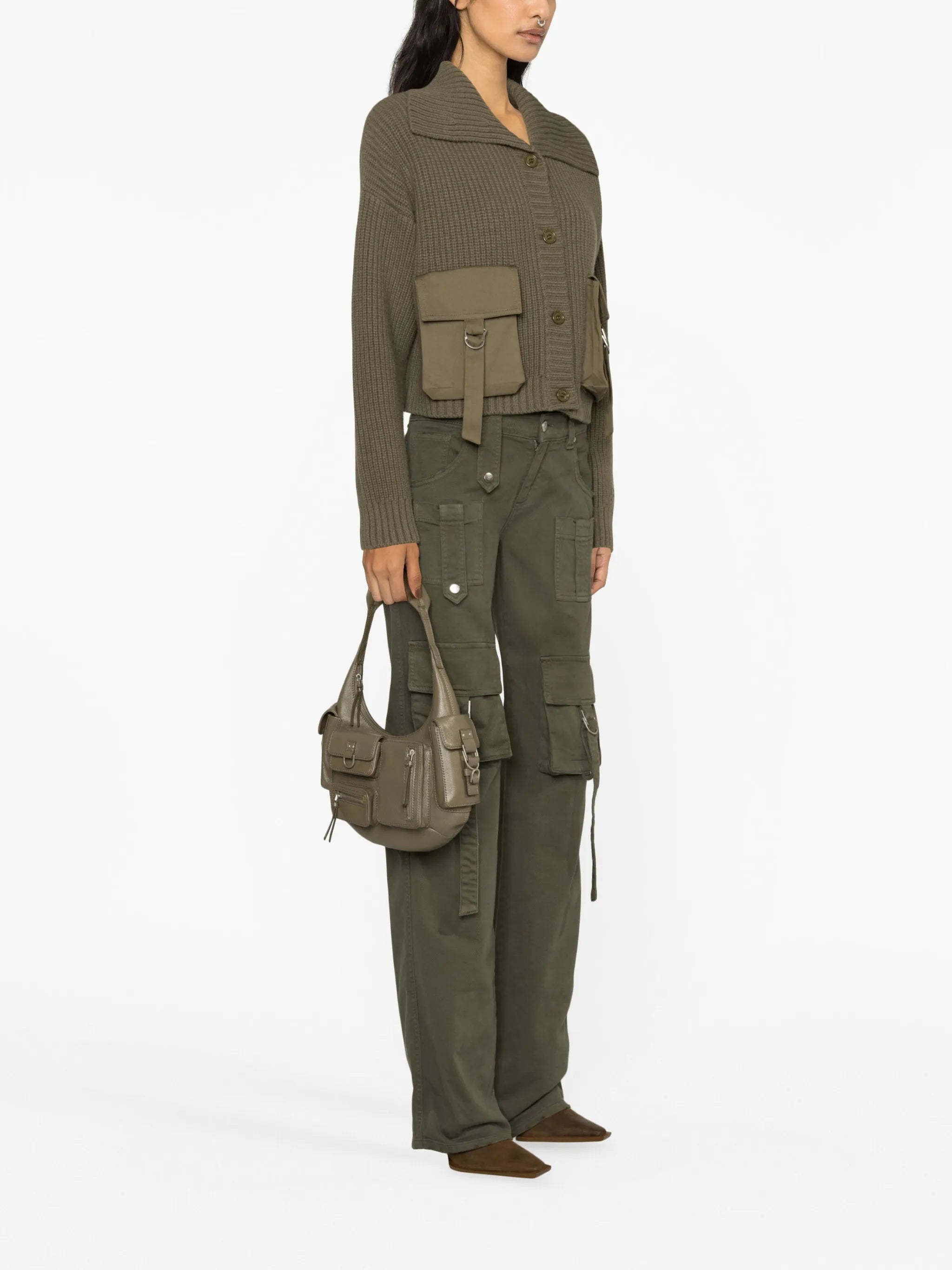 cargo-pockets ribbed cardigan