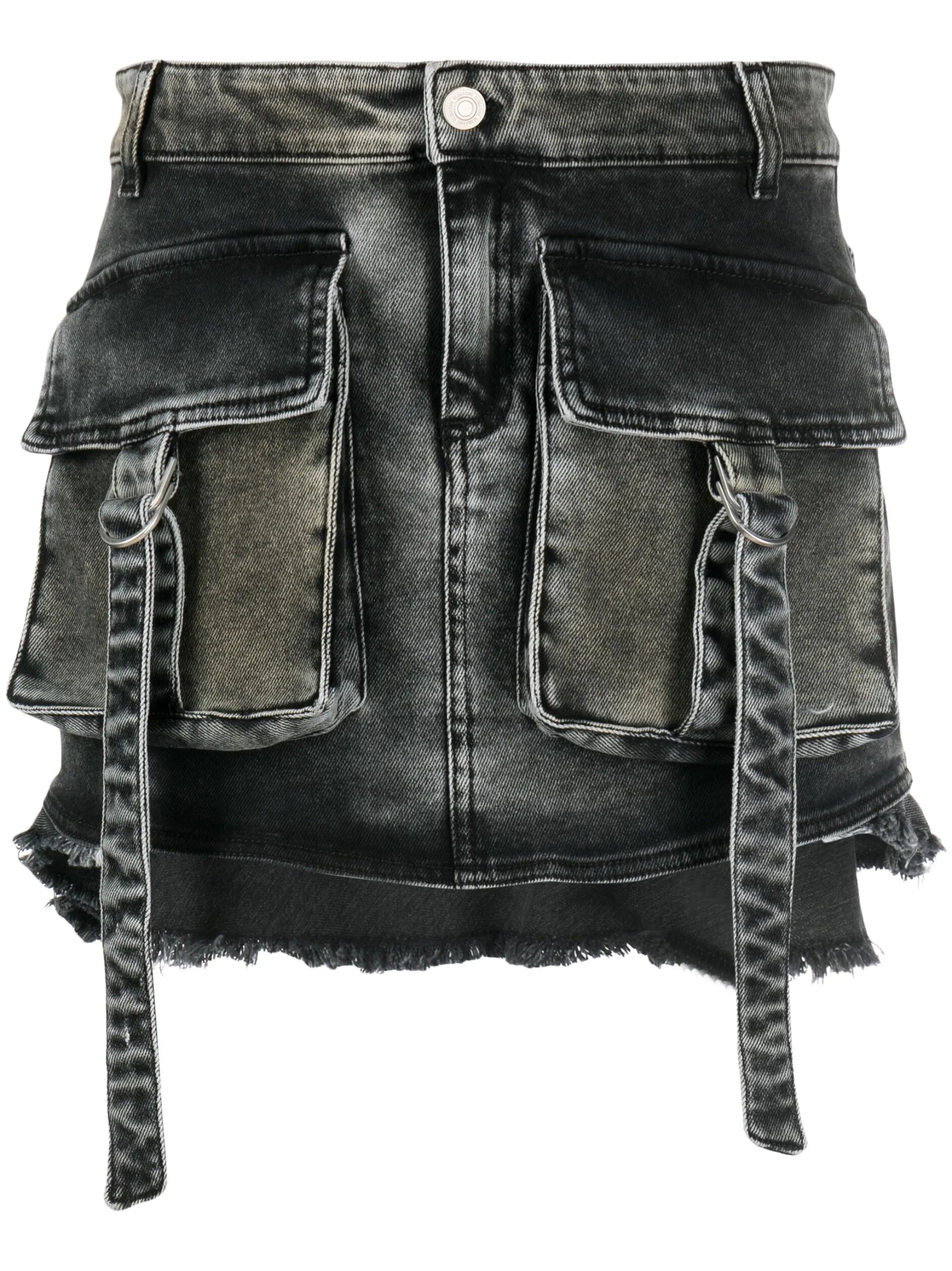 asymmetric denim cargo skirt