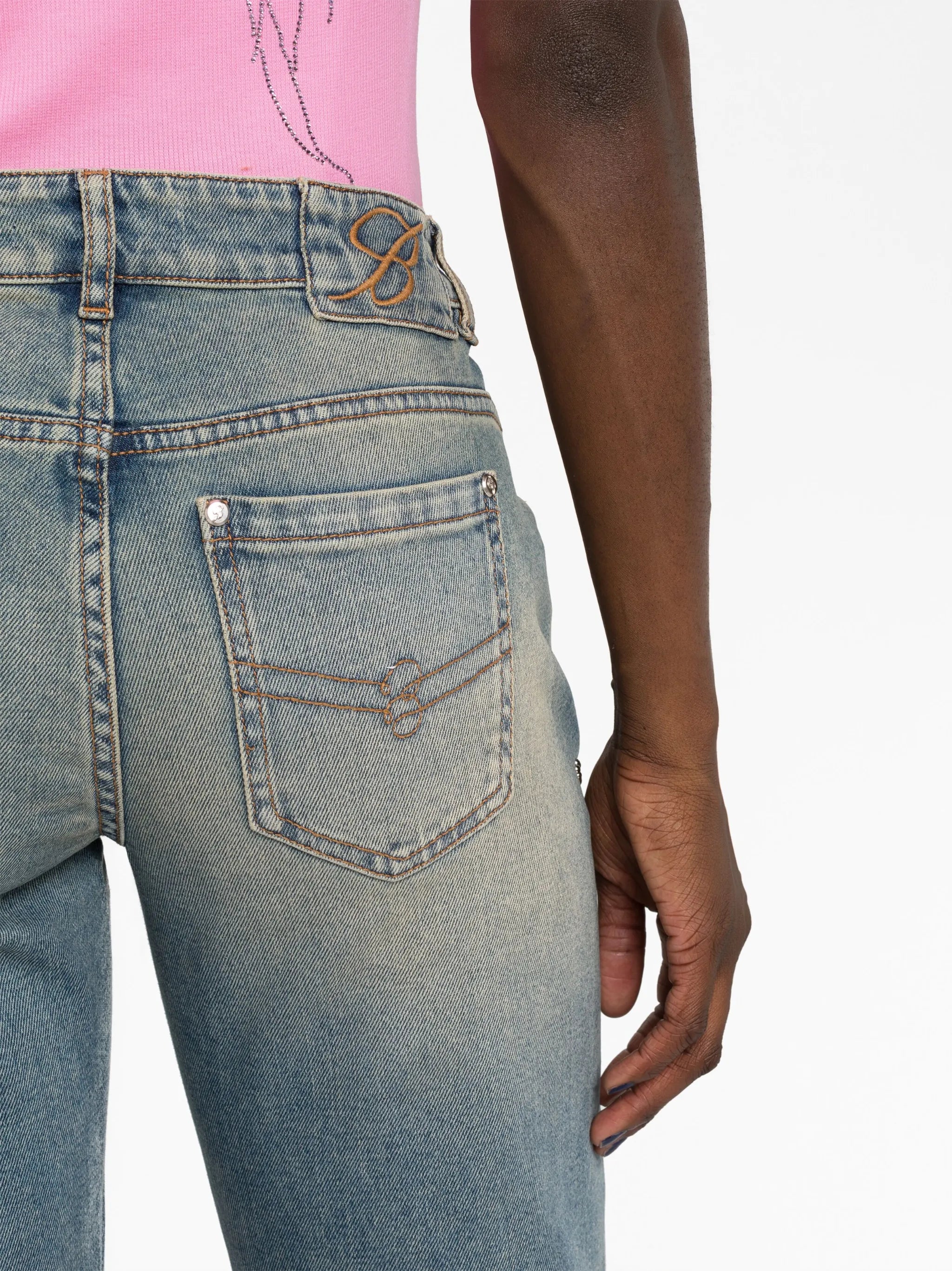 stud-embellished wide-leg jeans