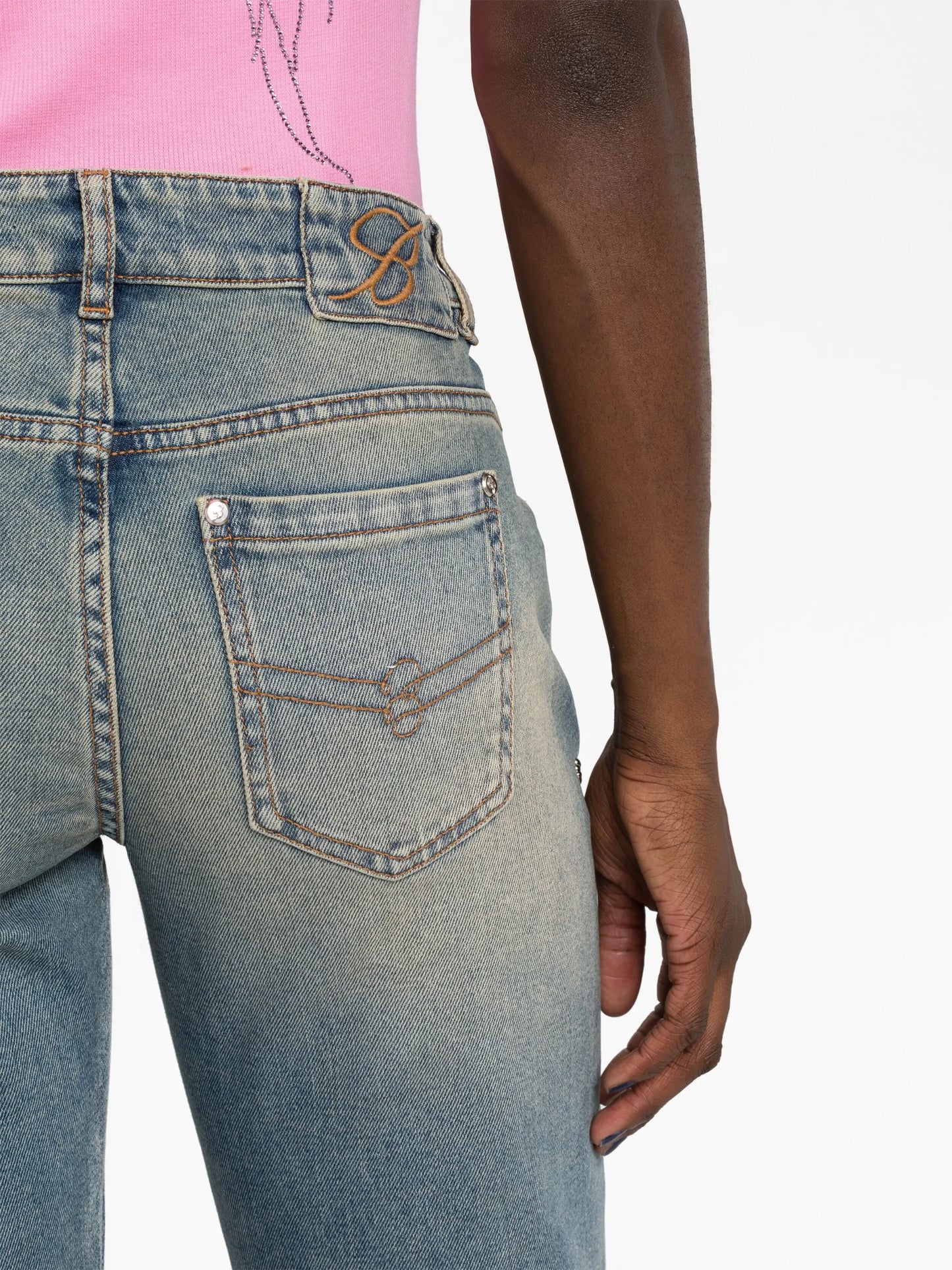 stud-embellished wide-leg jeans
