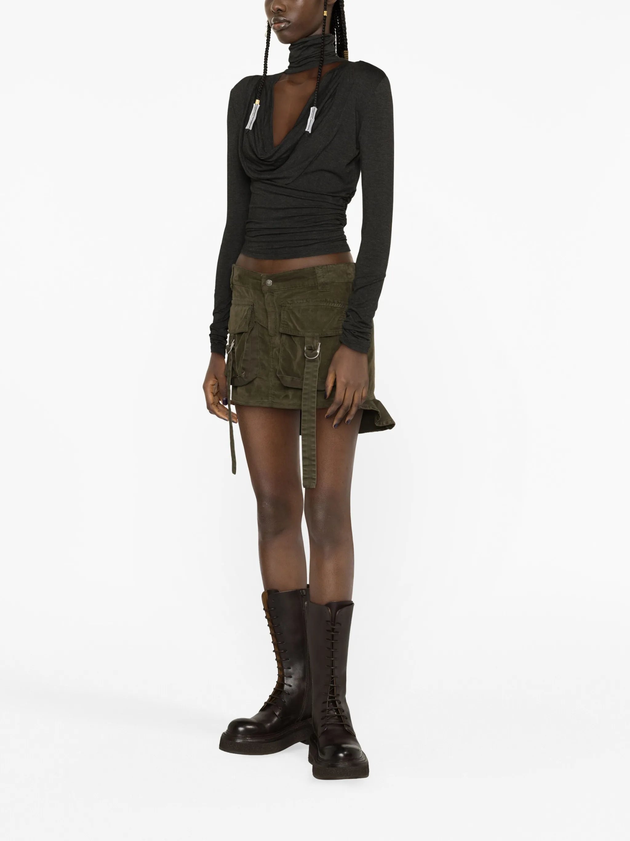 cotton-blend cargo miniskirt
