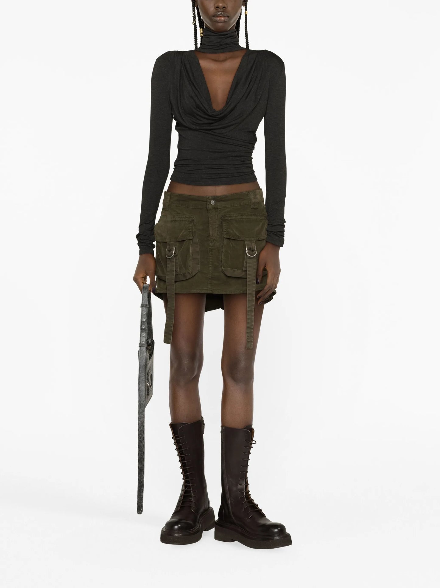 cotton-blend cargo miniskirt
