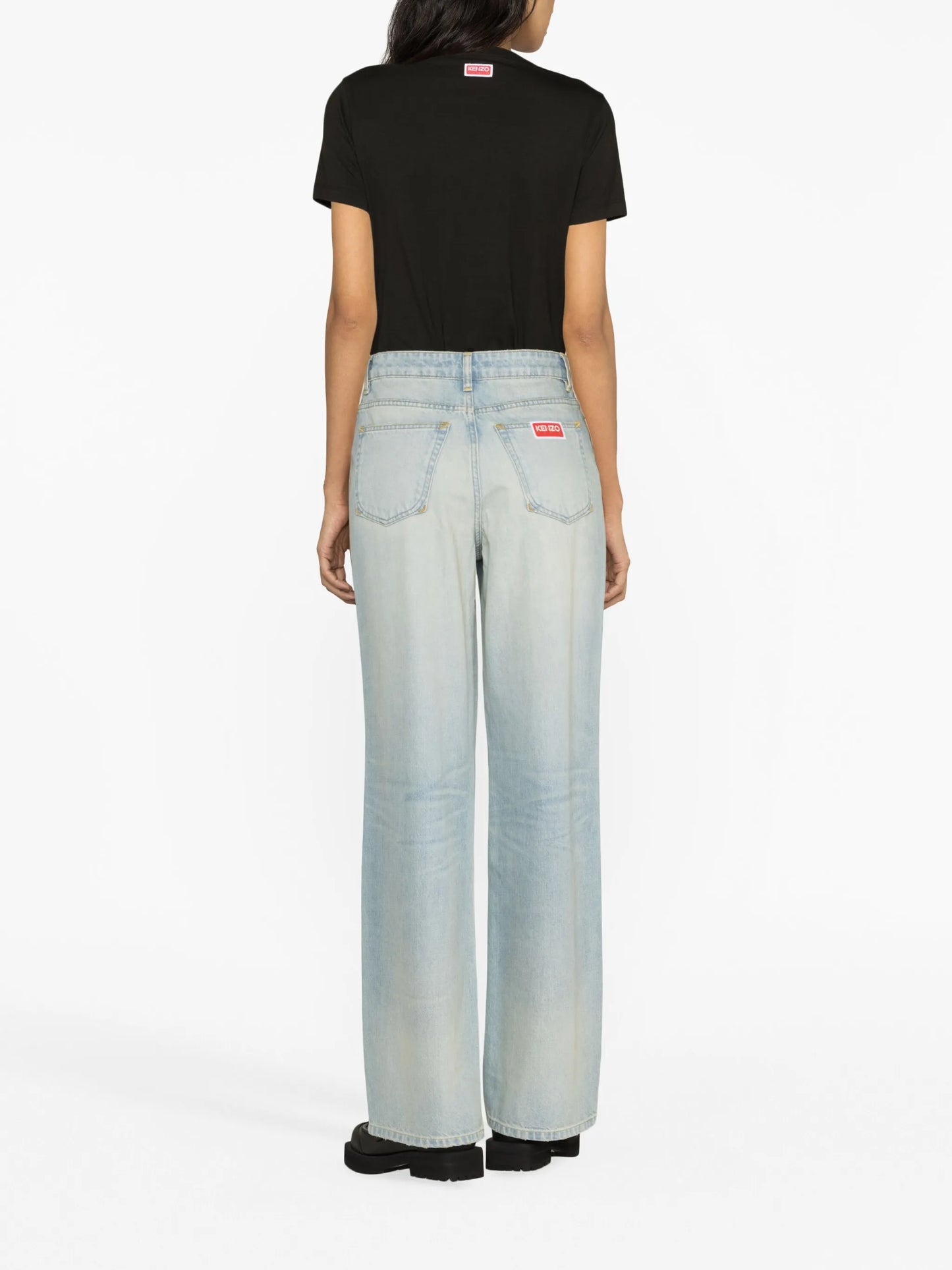 logo-appliqué wide-leg jeans