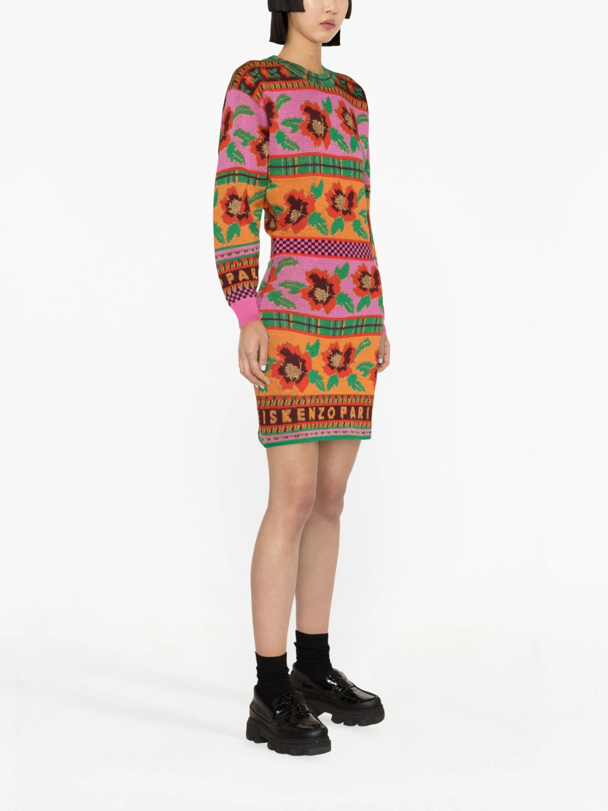 Fair Isle-intarsia knitted dress
