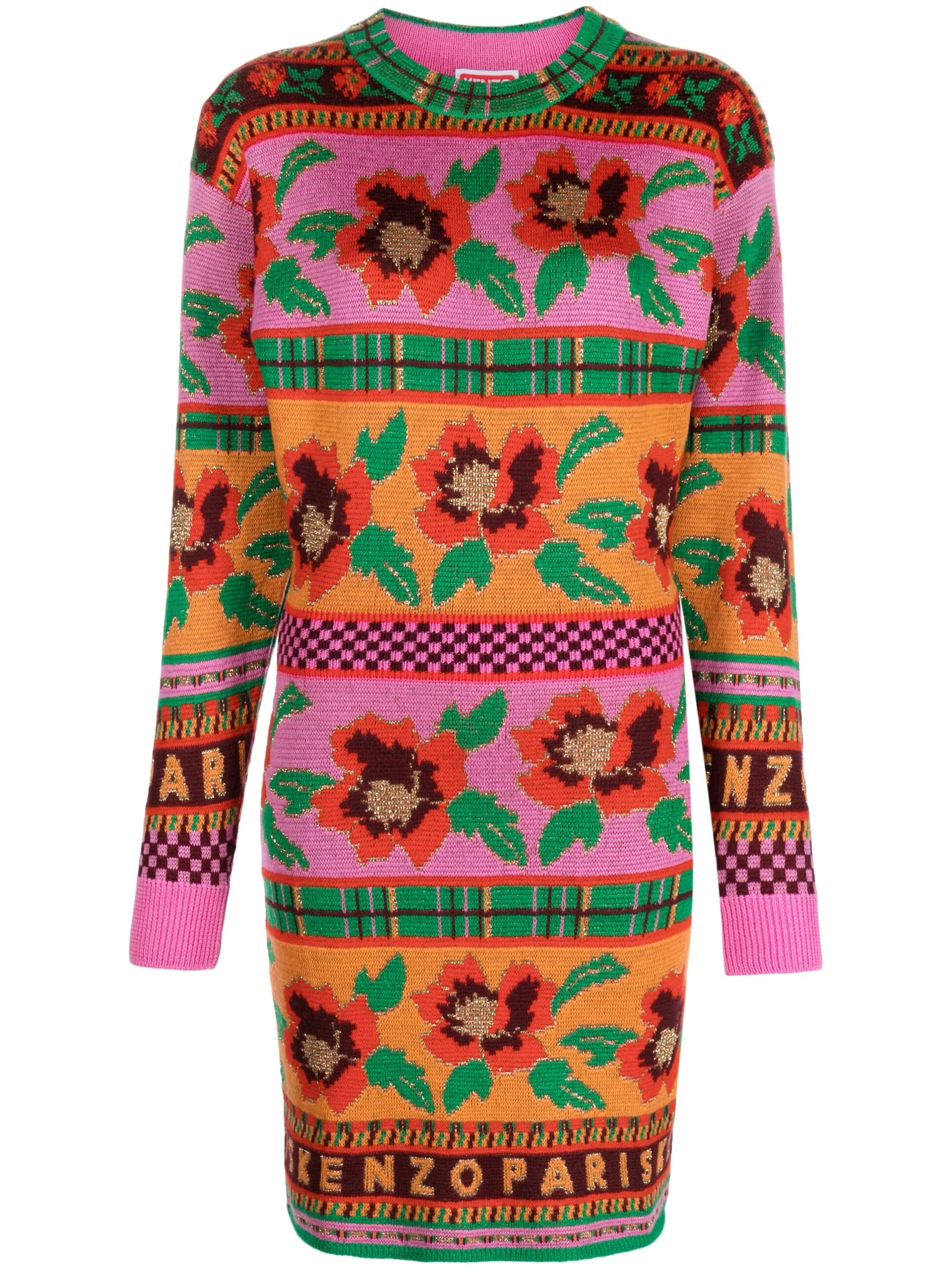 Fair Isle-intarsia knitted dress