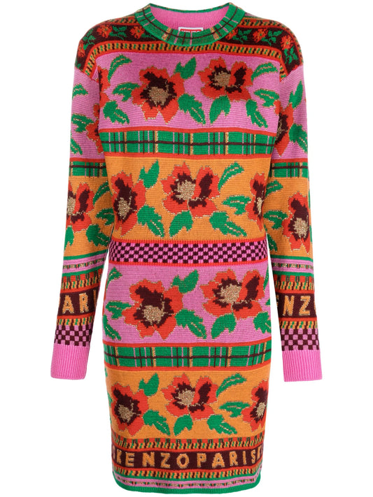 Fair Isle-intarsia knitted dress
