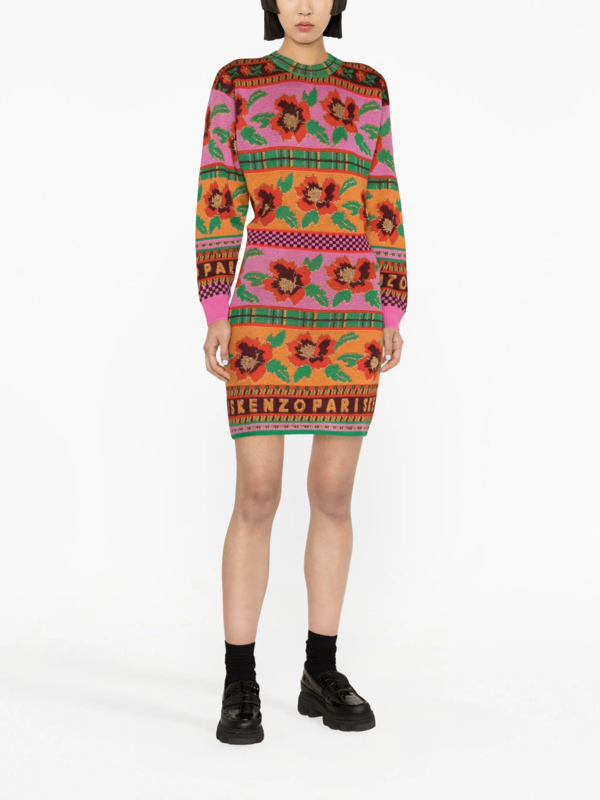 Fair Isle-intarsia knitted dress