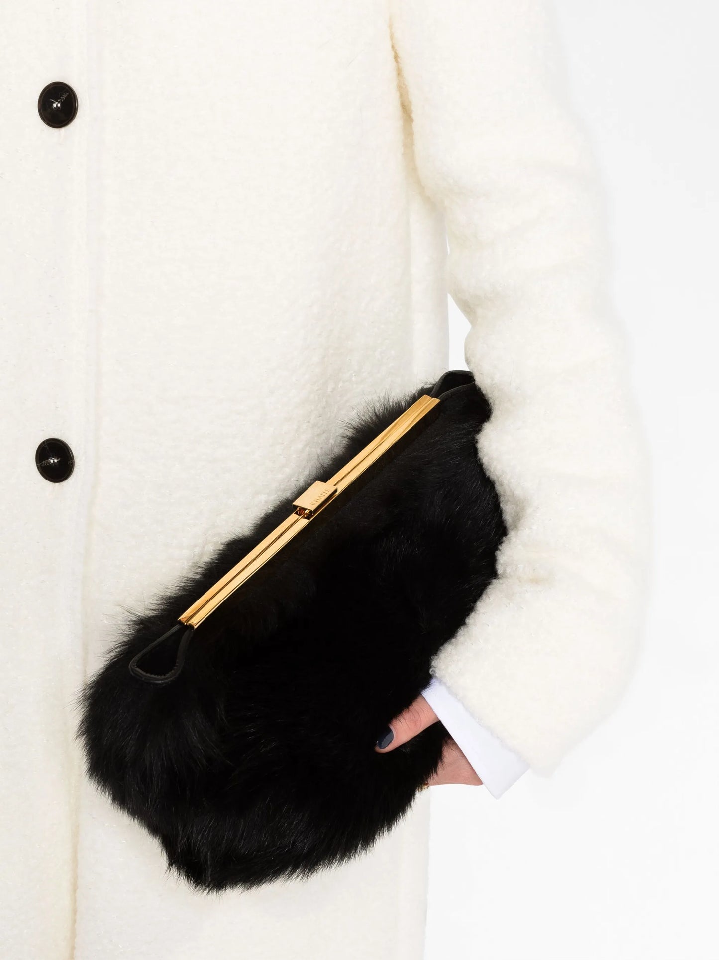 Aimee shearling clutch bag