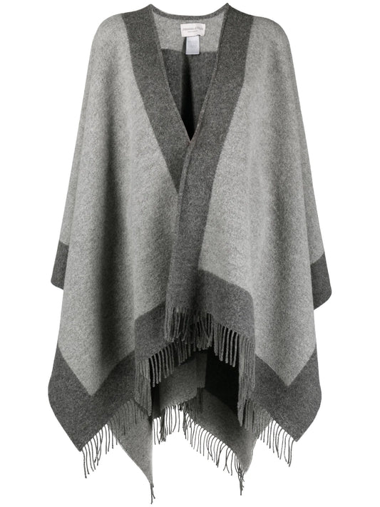 contrasting-border wool cape