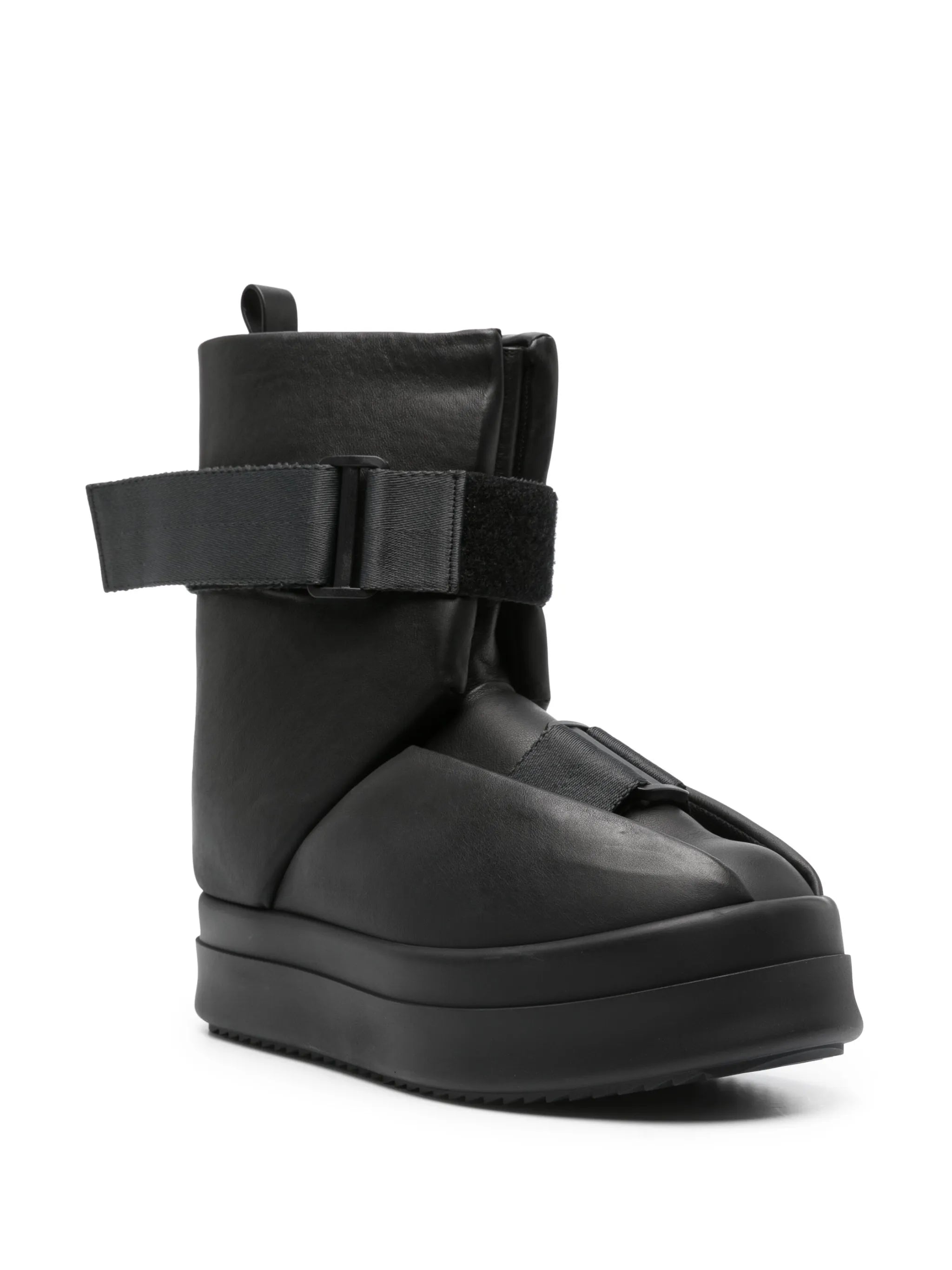 buckled leather ankle boots