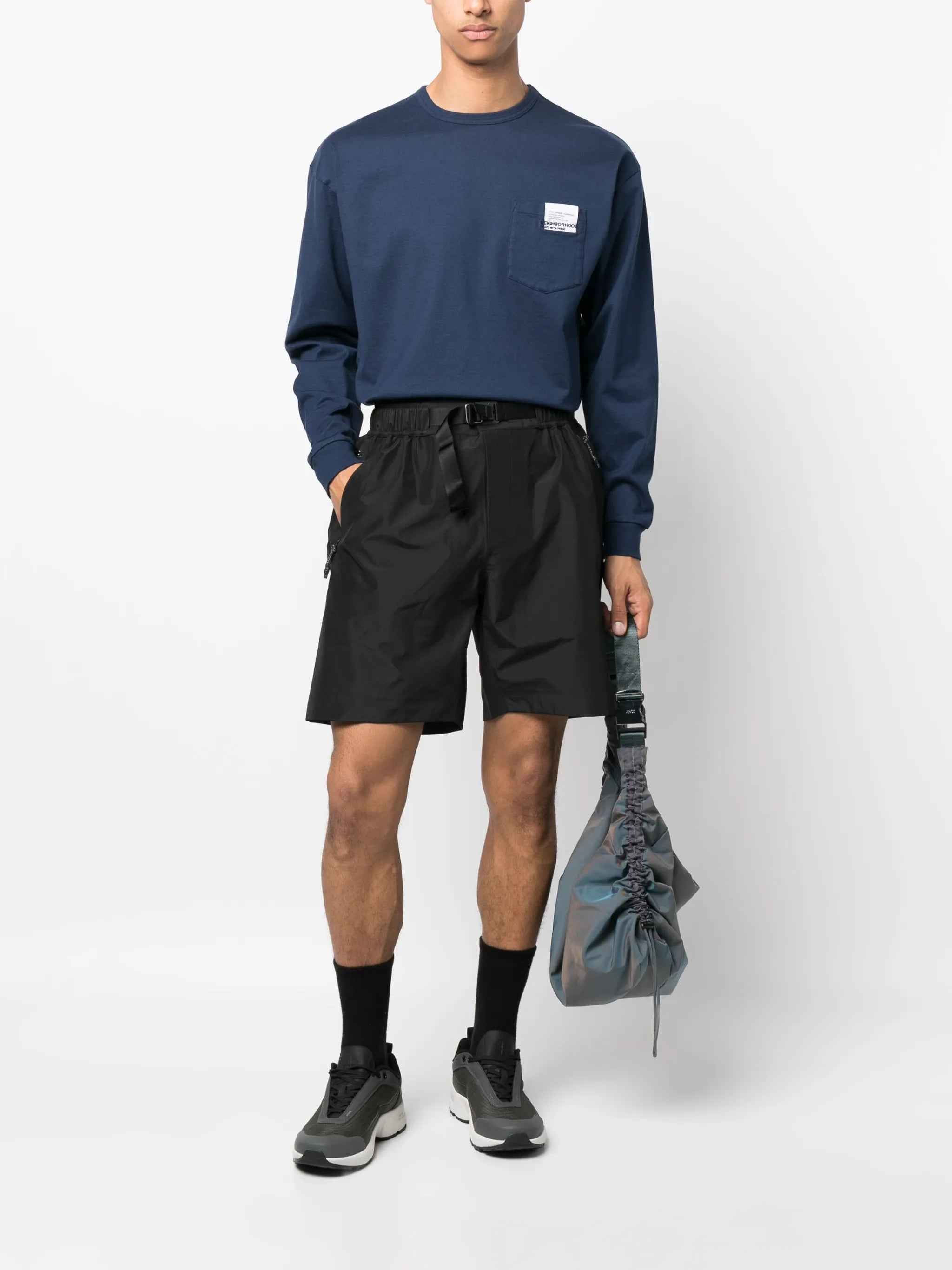 belted running shorts